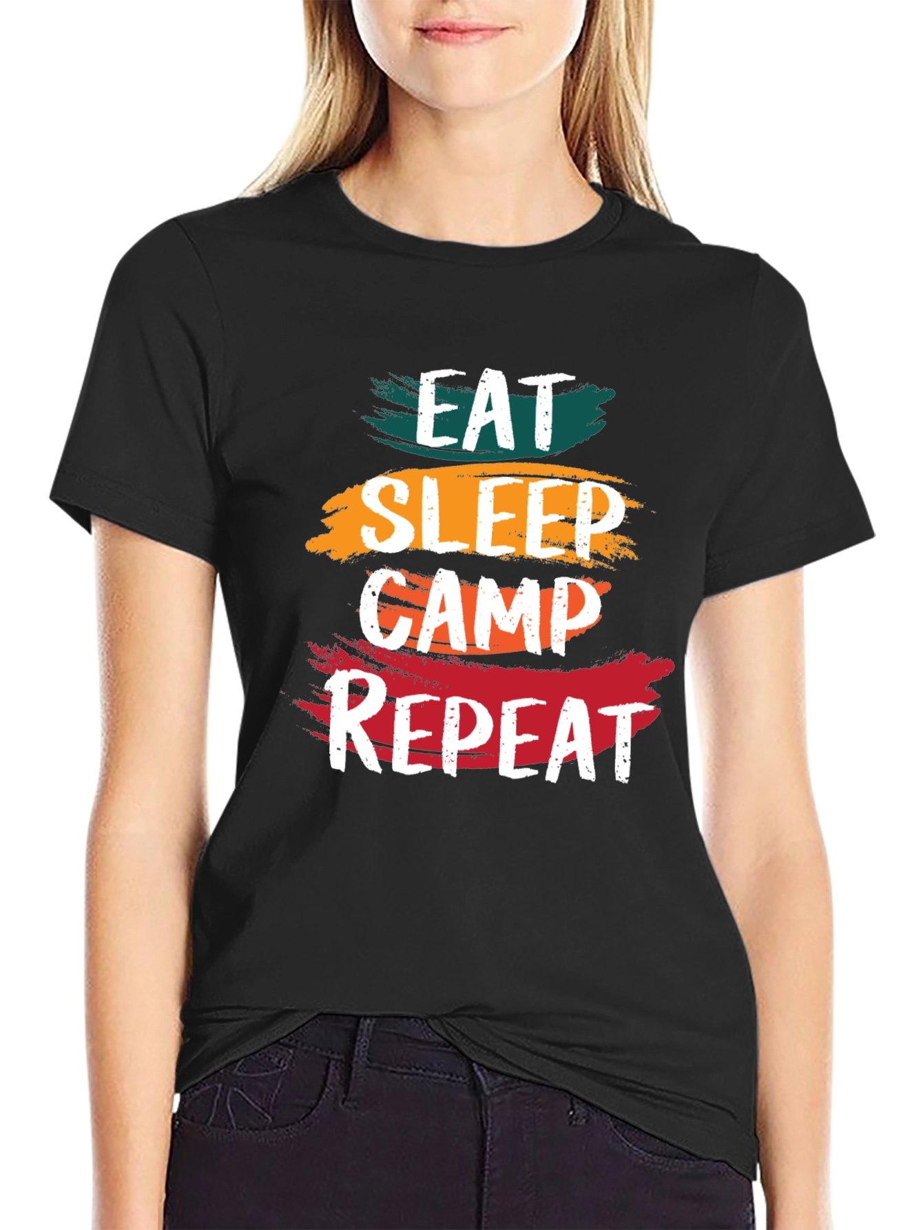 Eat Sleep Camp Repeat T-Shirt - Camping Adventure Tee