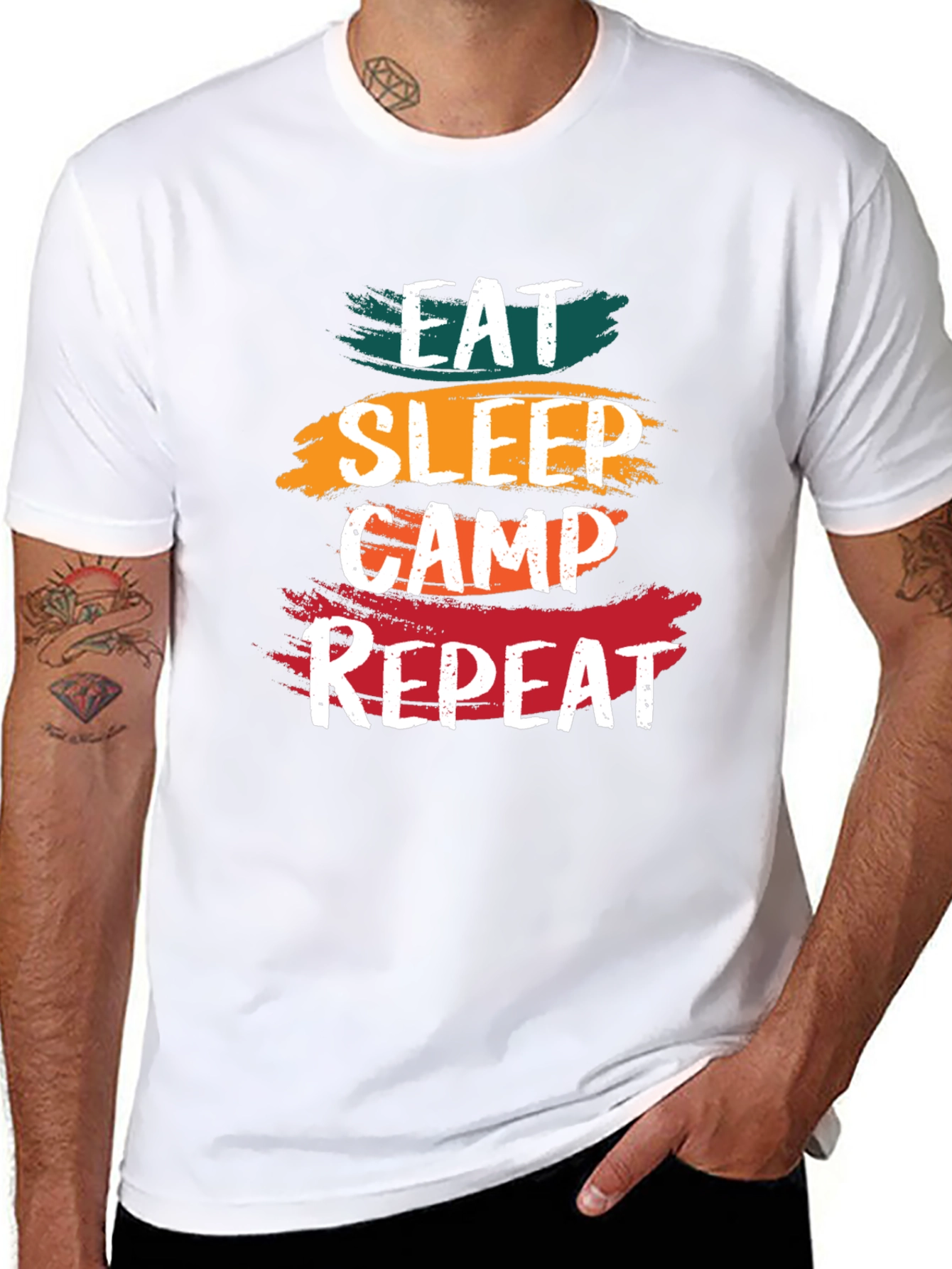 Eat Sleep Camp Repeat T-Shirt - Camping Adventure Tee