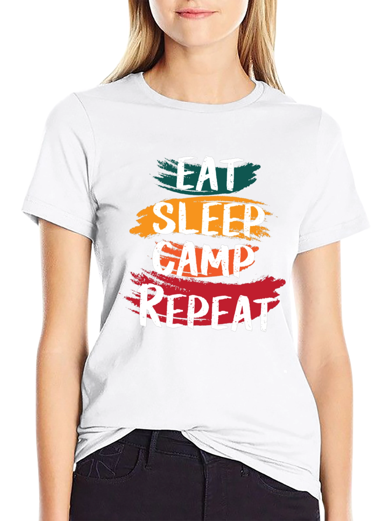 Eat Sleep Camp Repeat T-Shirt - Camping Adventure Tee