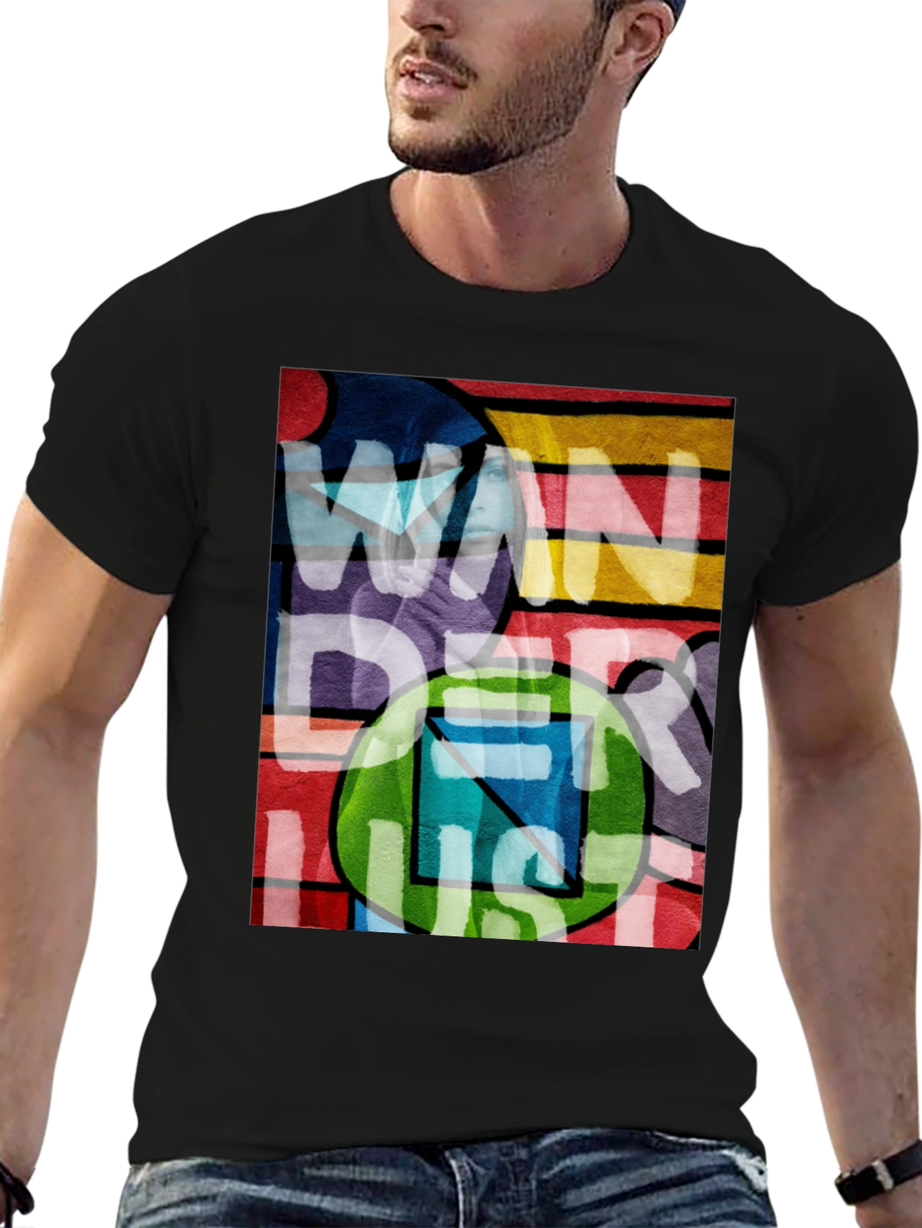 Wanderlust Graphic Tee - Black Cotton Blend