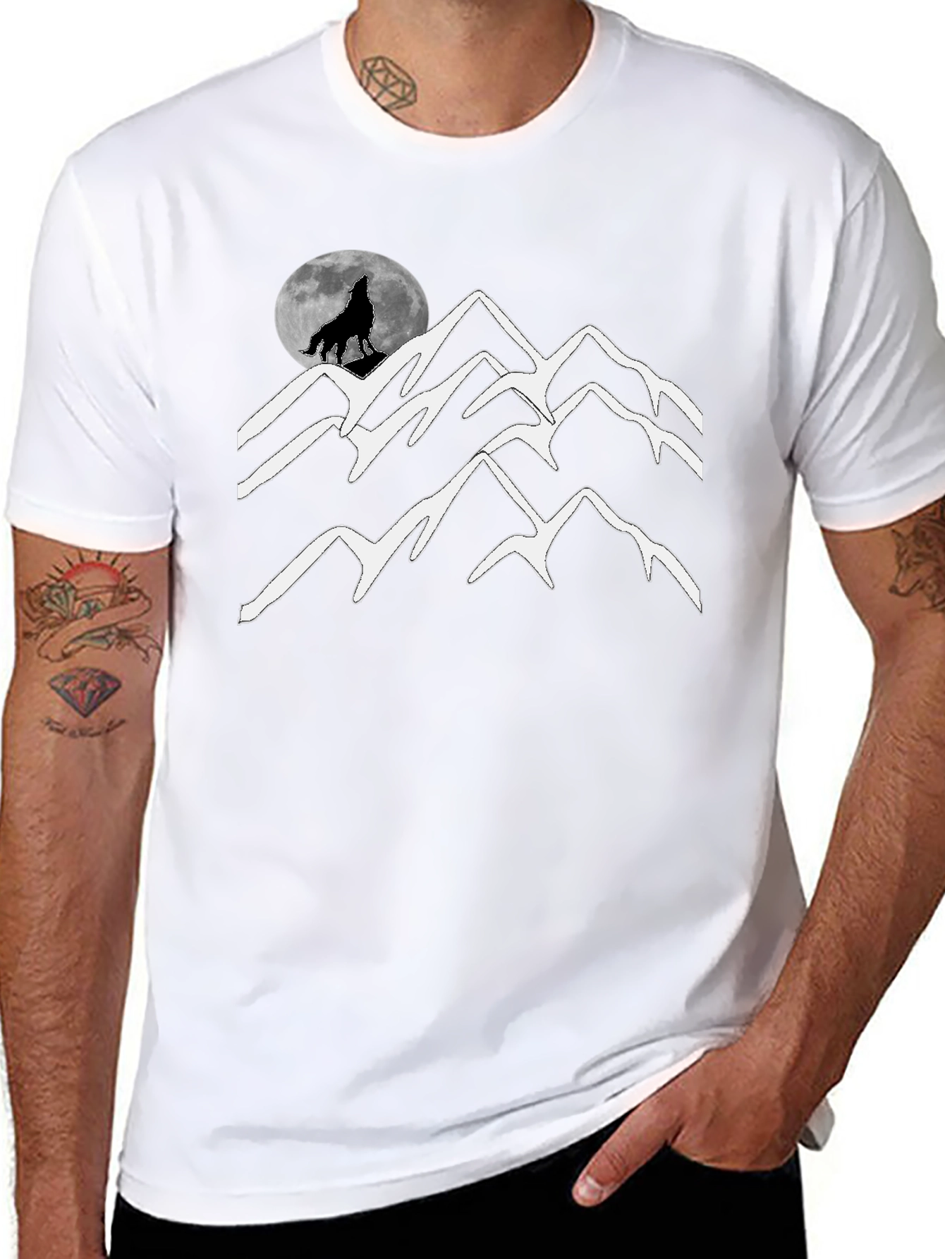 Wolf Moon Mountain Graphic Tee - Black
