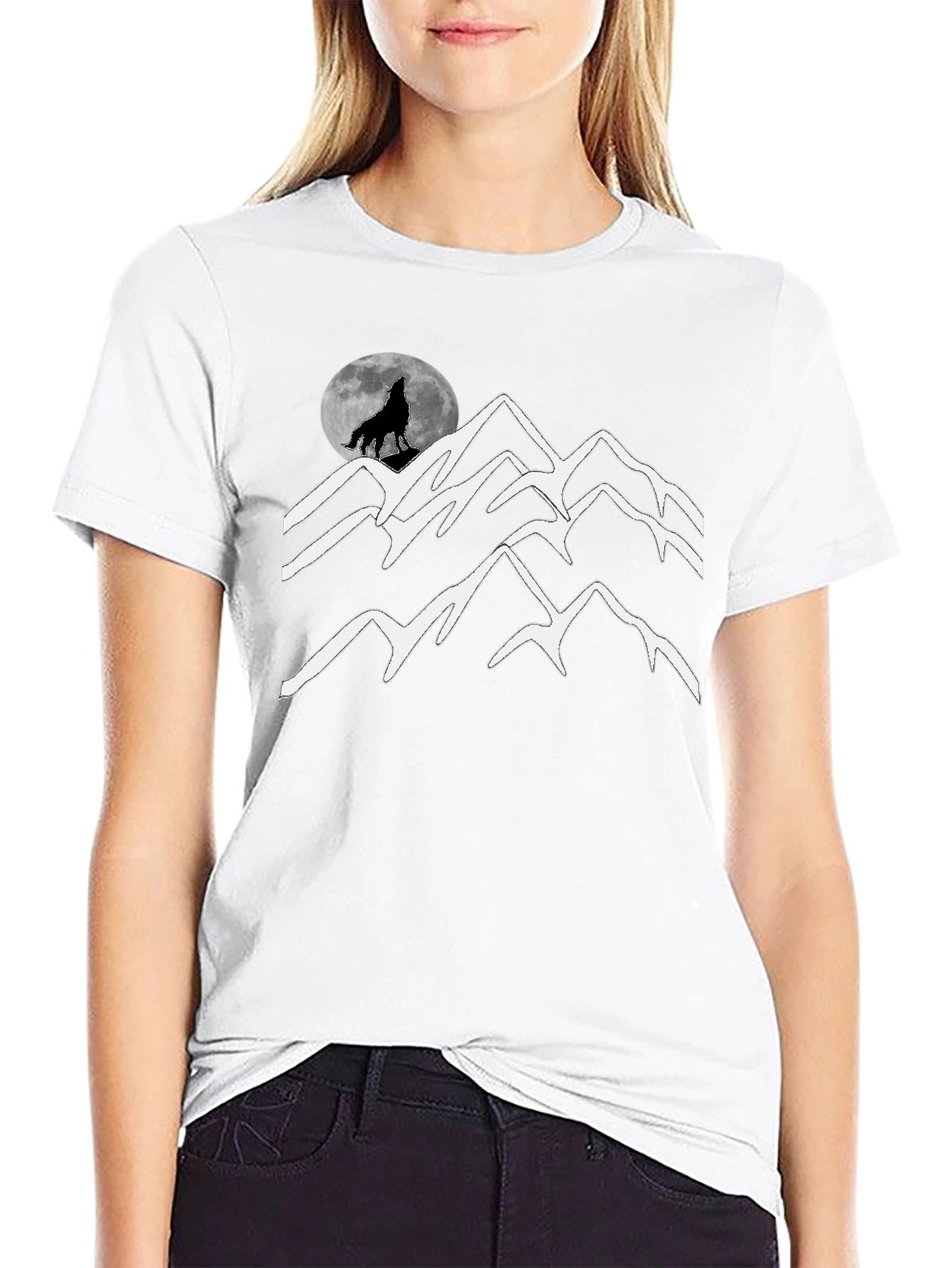 Wolf Moon Mountain Graphic Tee - Black