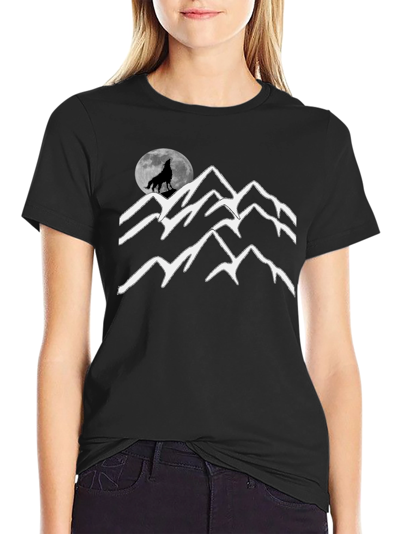 Wolf Moon Mountain Graphic Tee - Black