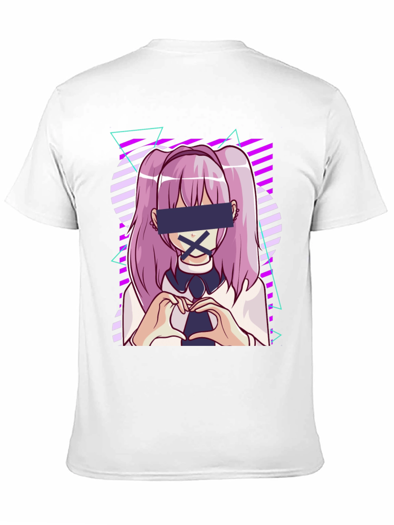 Anime Girl Graphic Tee - Censored Kawaii Style