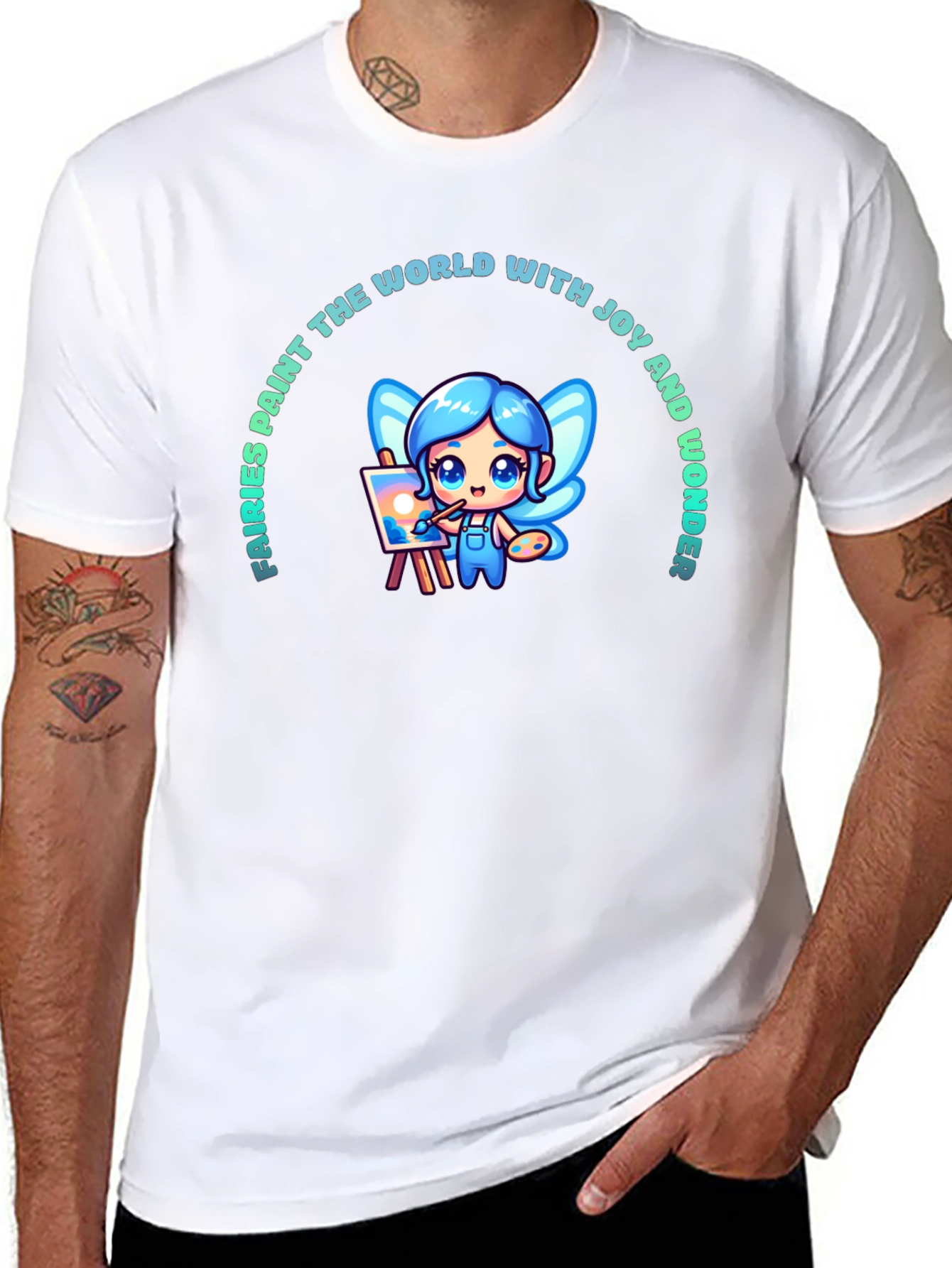 Fairies Paint Joy Graphic Tee - Black Unisex Shirt