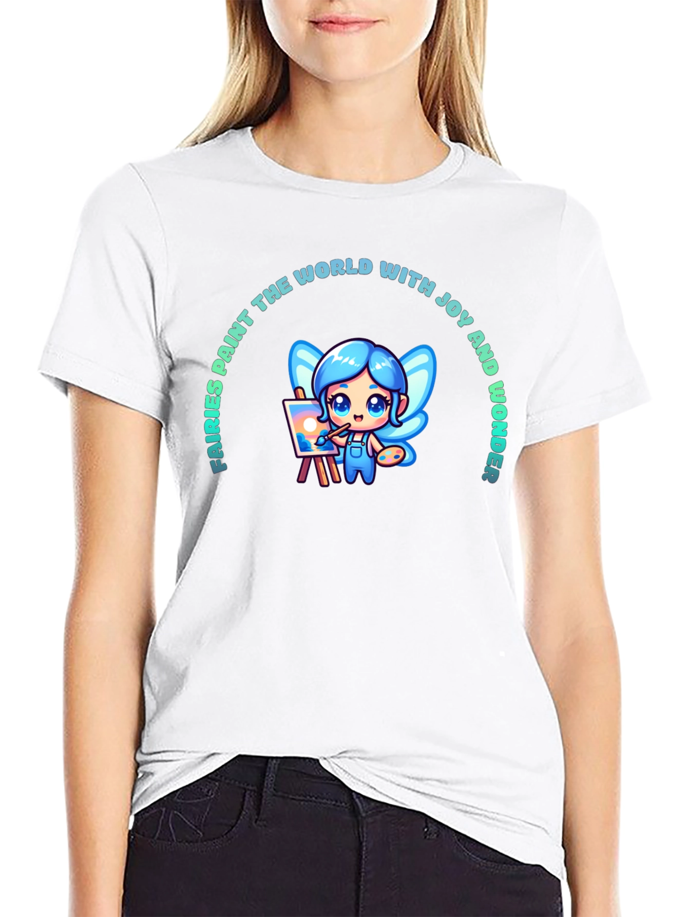Fairies Paint Joy Graphic Tee - Black Unisex Shirt