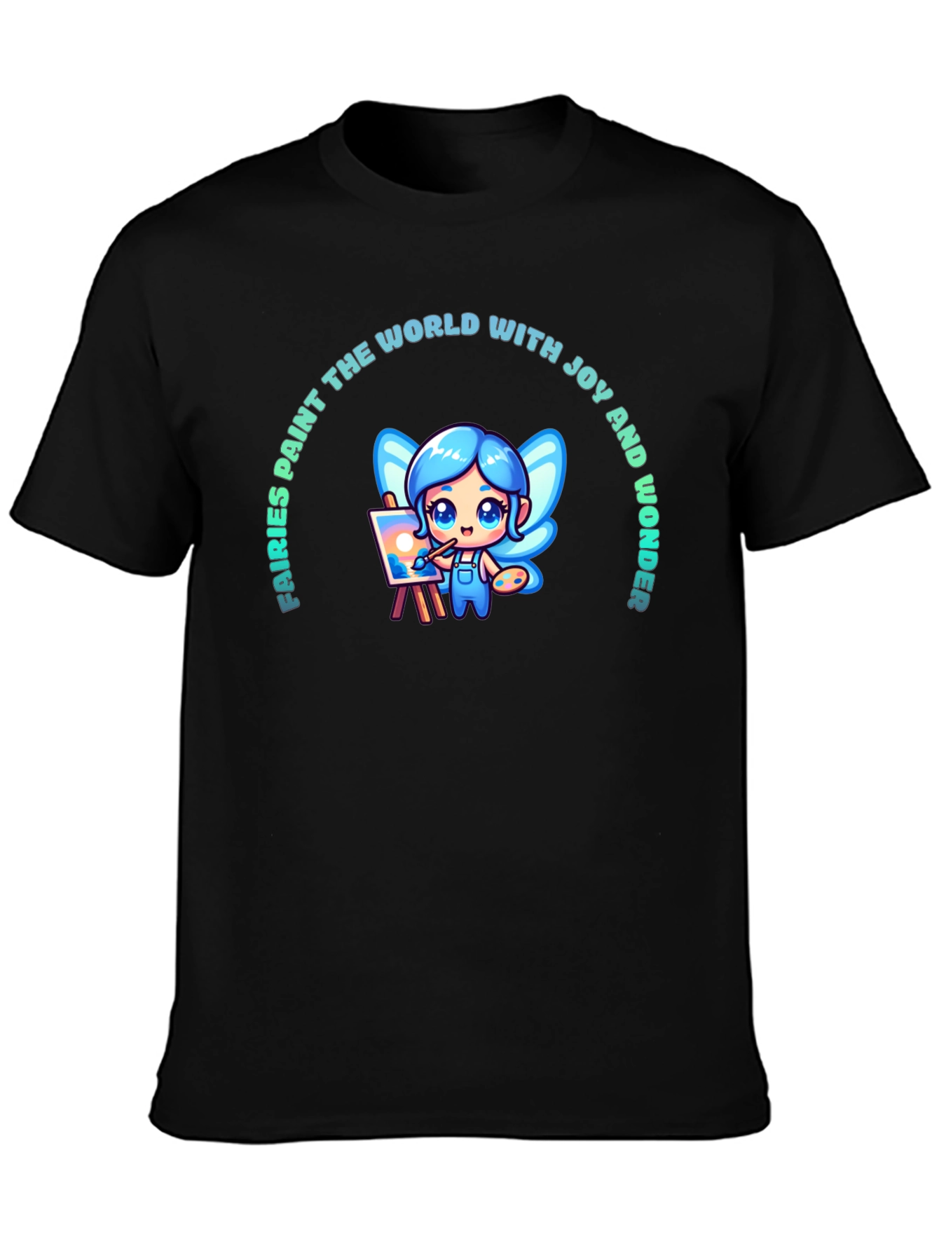 Fairies Paint Joy Graphic Tee - Black Unisex Shirt