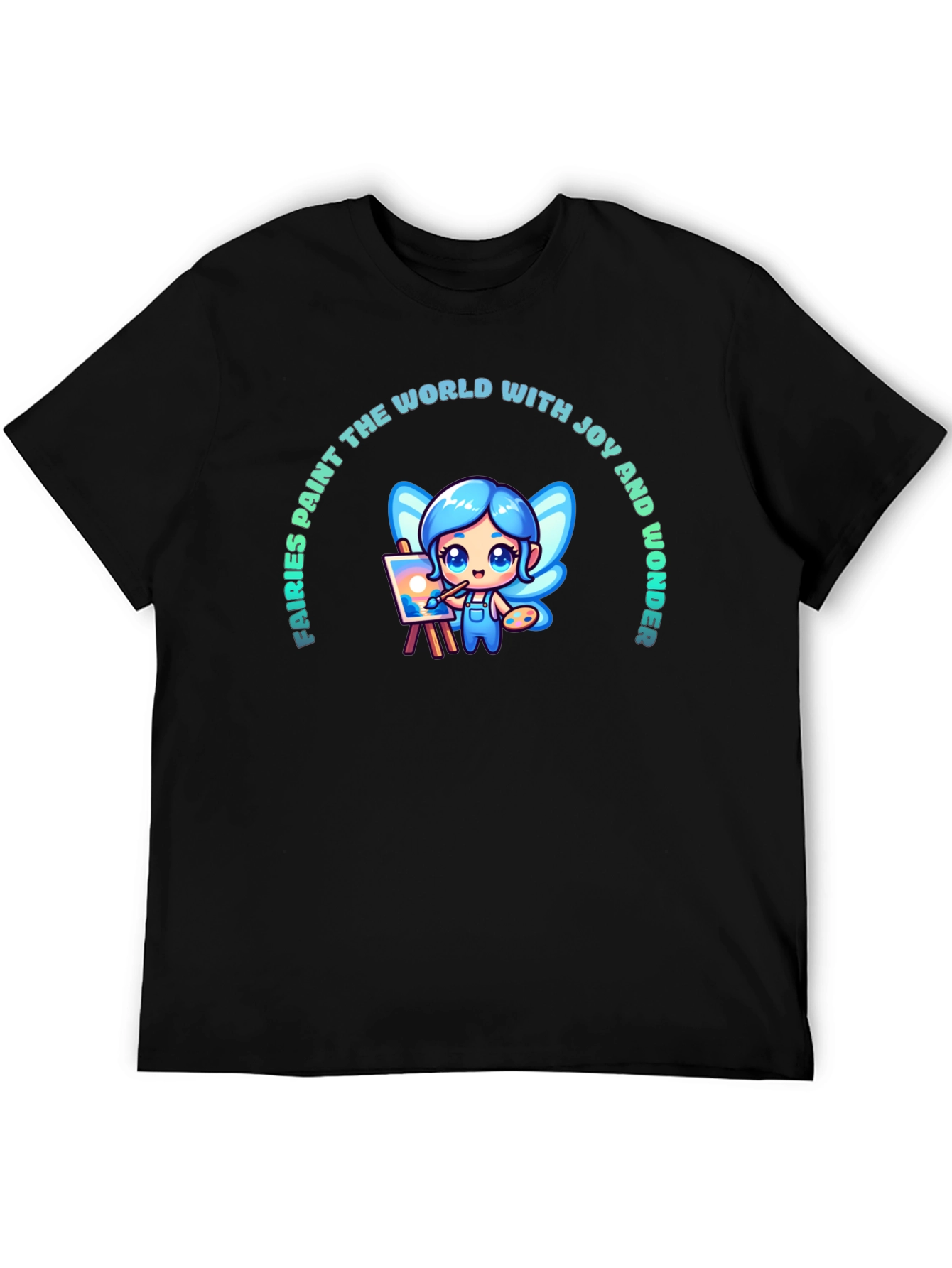 Fairies Paint Joy Graphic Tee - Black Unisex Shirt