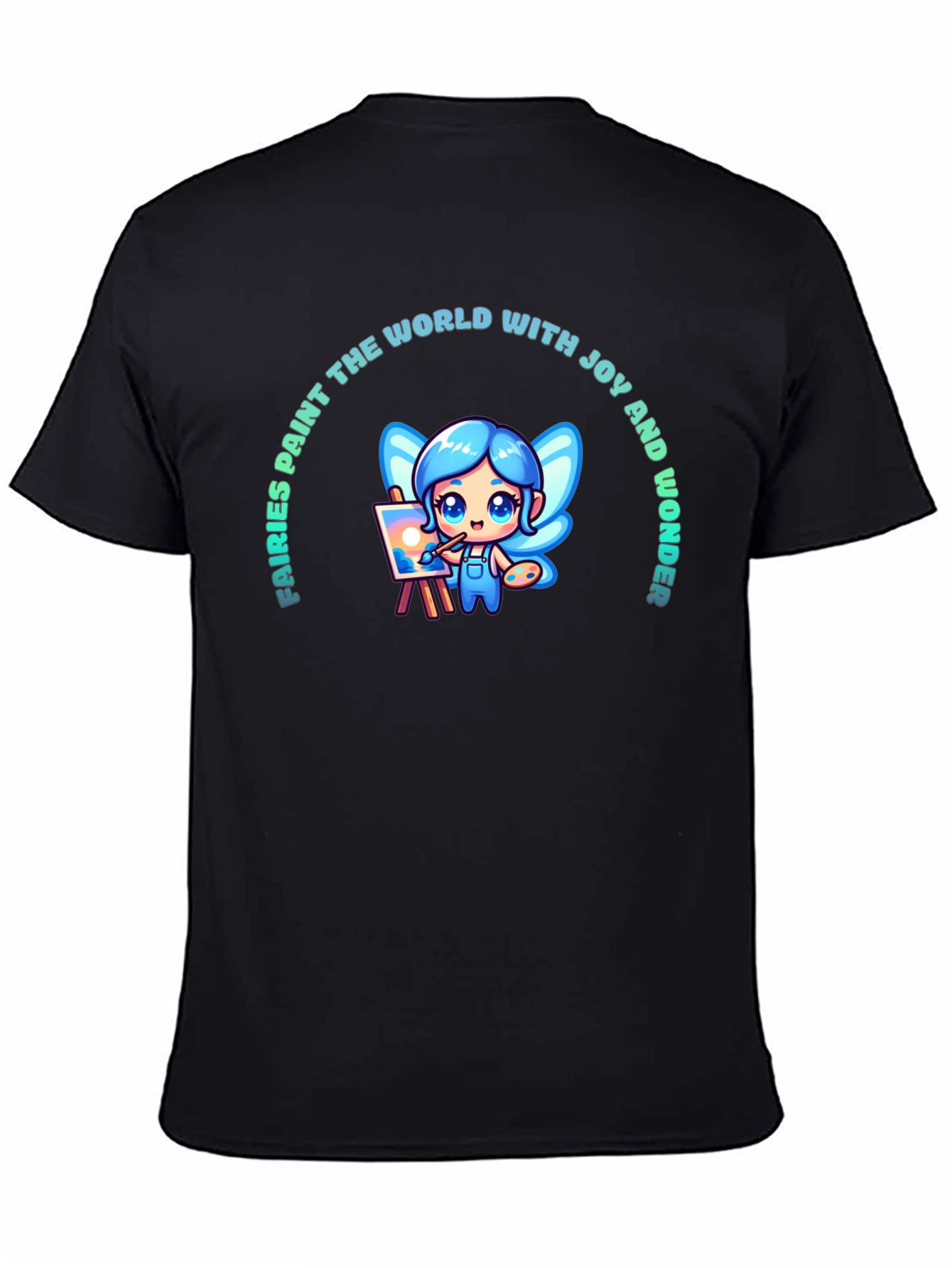 Fairies Paint Joy Graphic Tee - Black Unisex Shirt