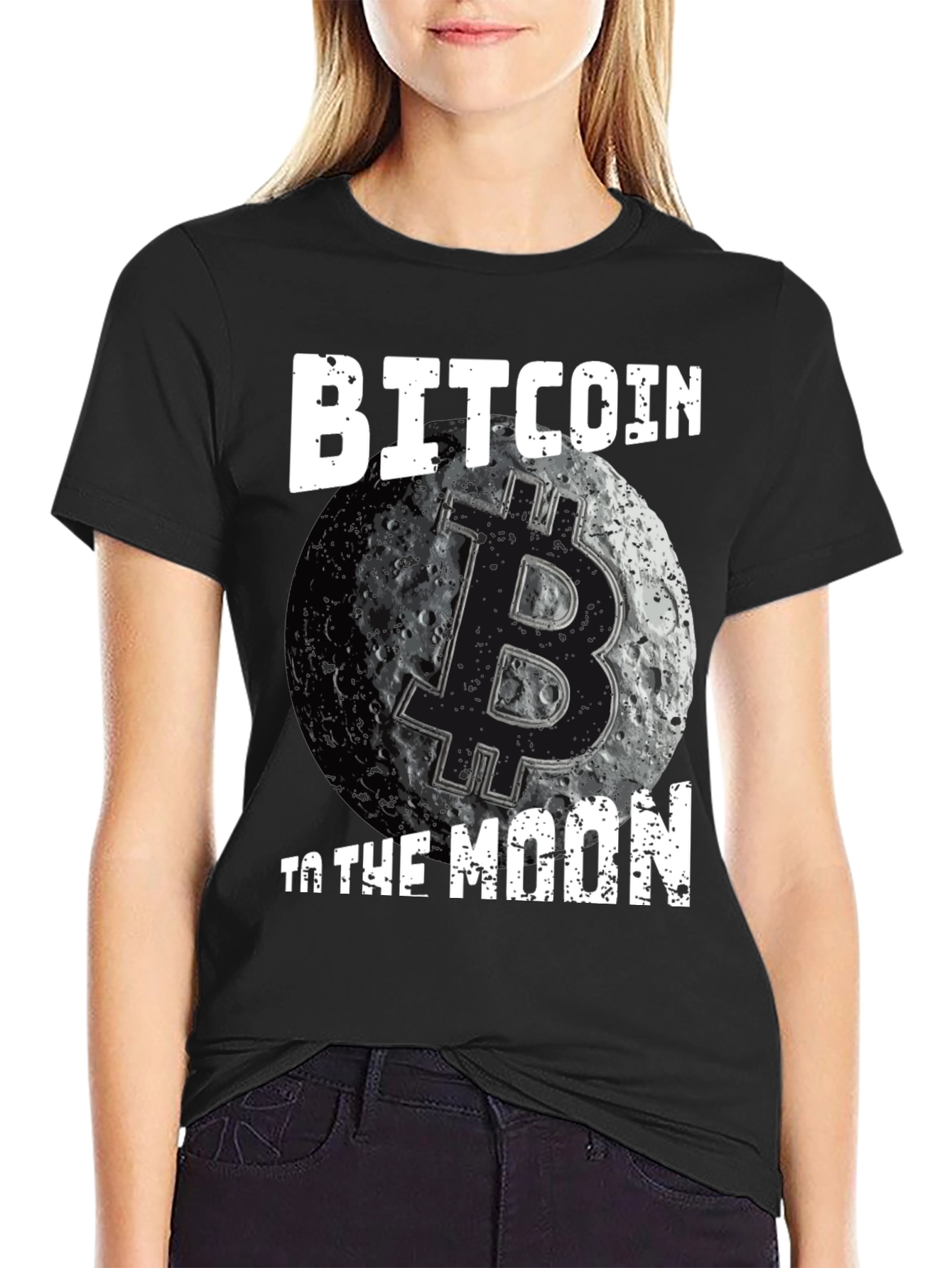 Bitcoin to the Moon Black T-Shirt