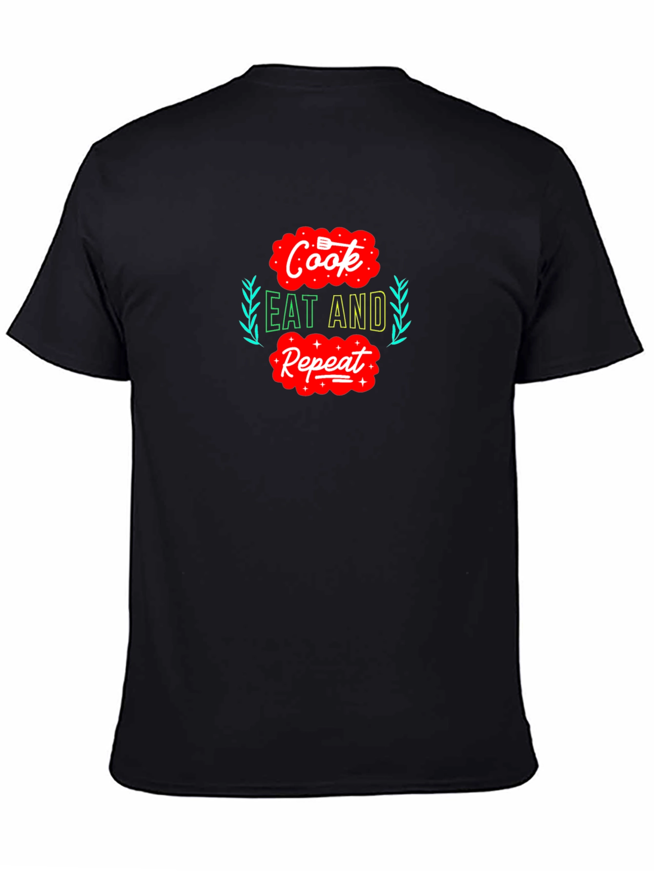 Cook Eat Repeat Graphic Tee - Funny Foodie T-Shirt