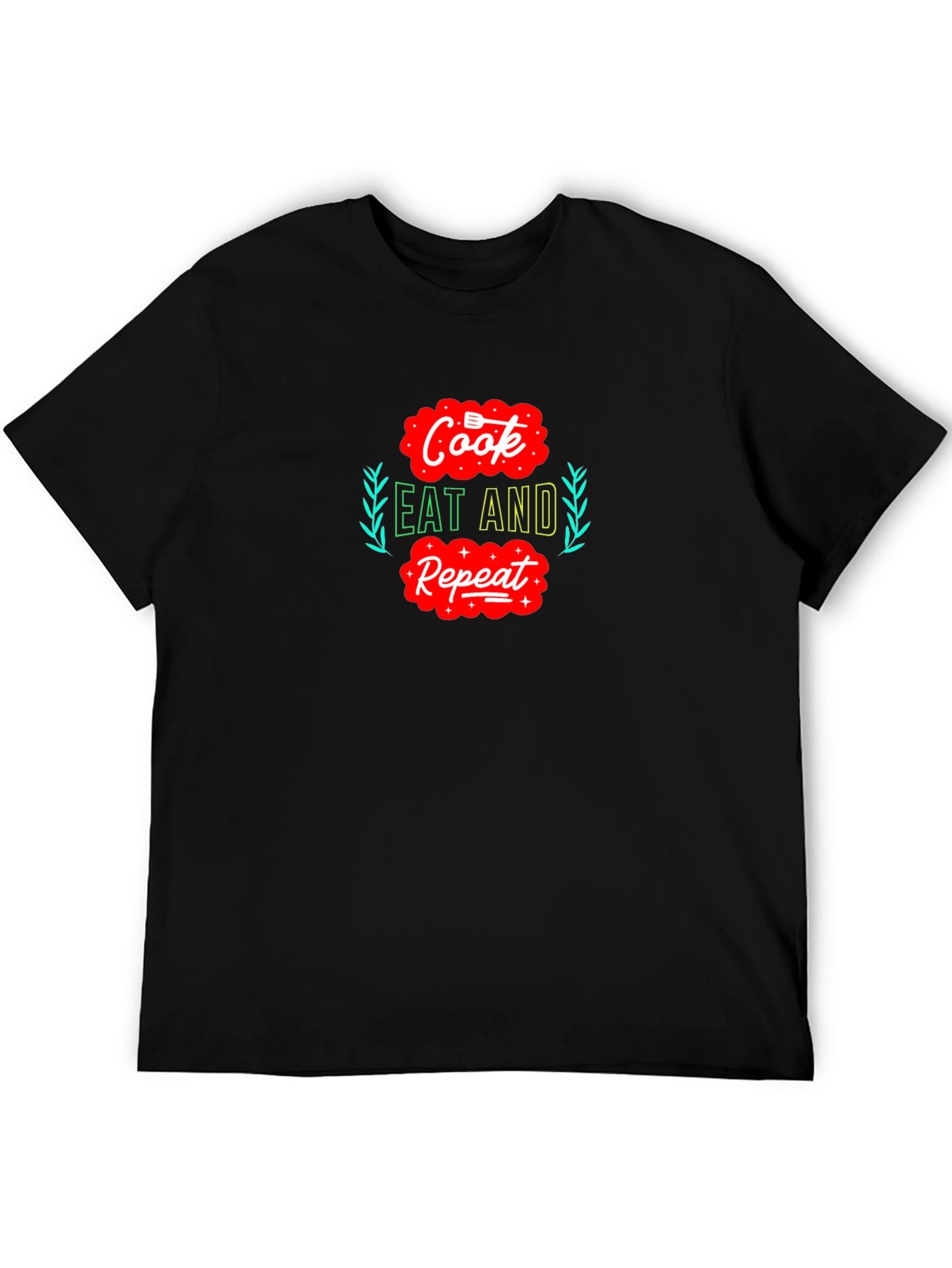 Cook Eat Repeat Graphic Tee - Funny Foodie T-Shirt