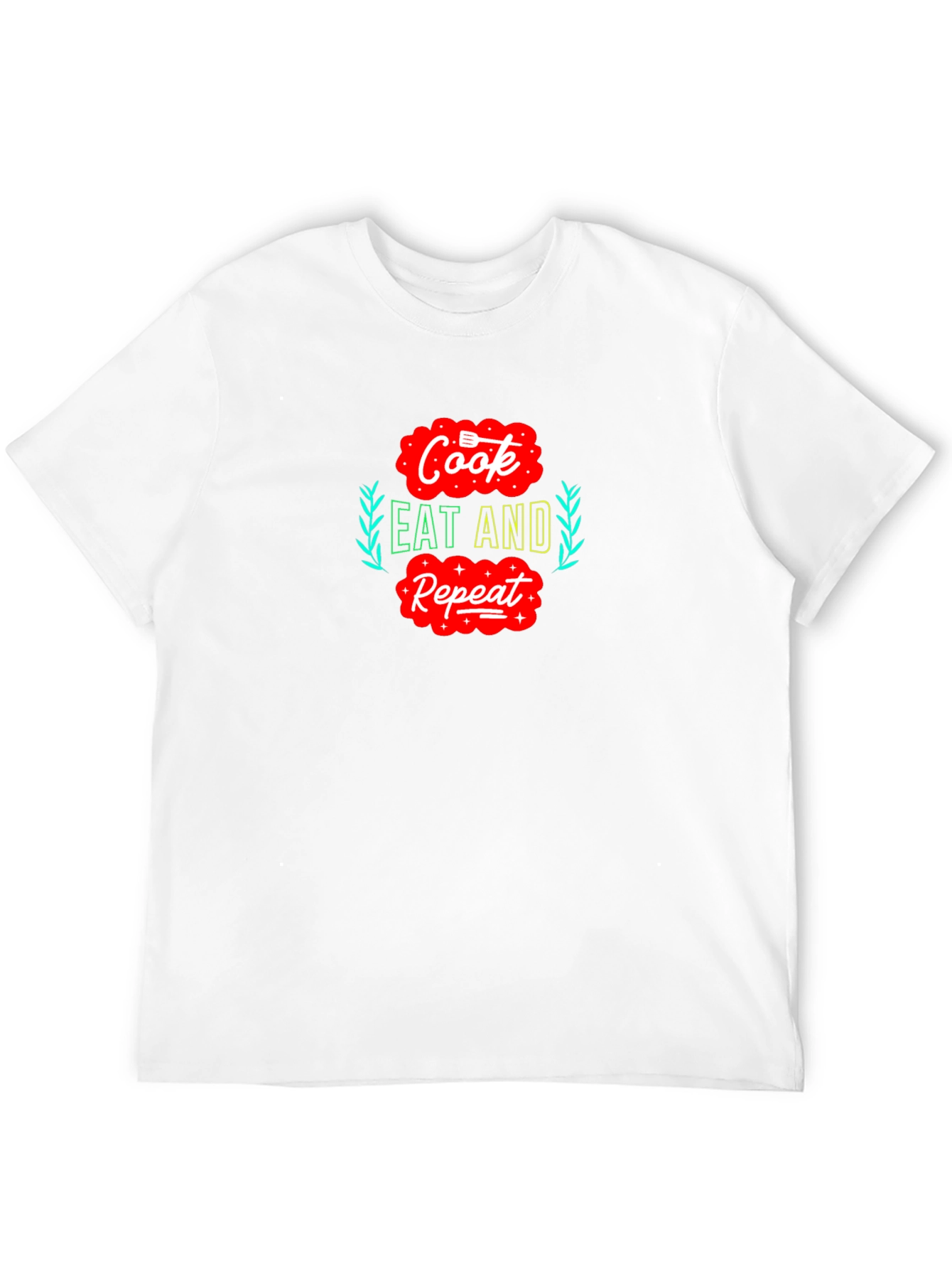 Cook Eat Repeat Graphic Tee - Funny Foodie T-Shirt
