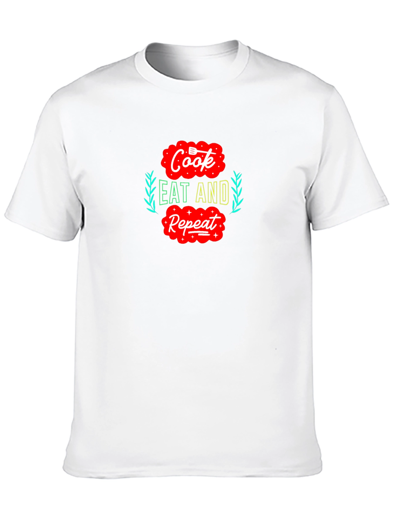 Cook Eat Repeat Graphic Tee - Funny Foodie T-Shirt