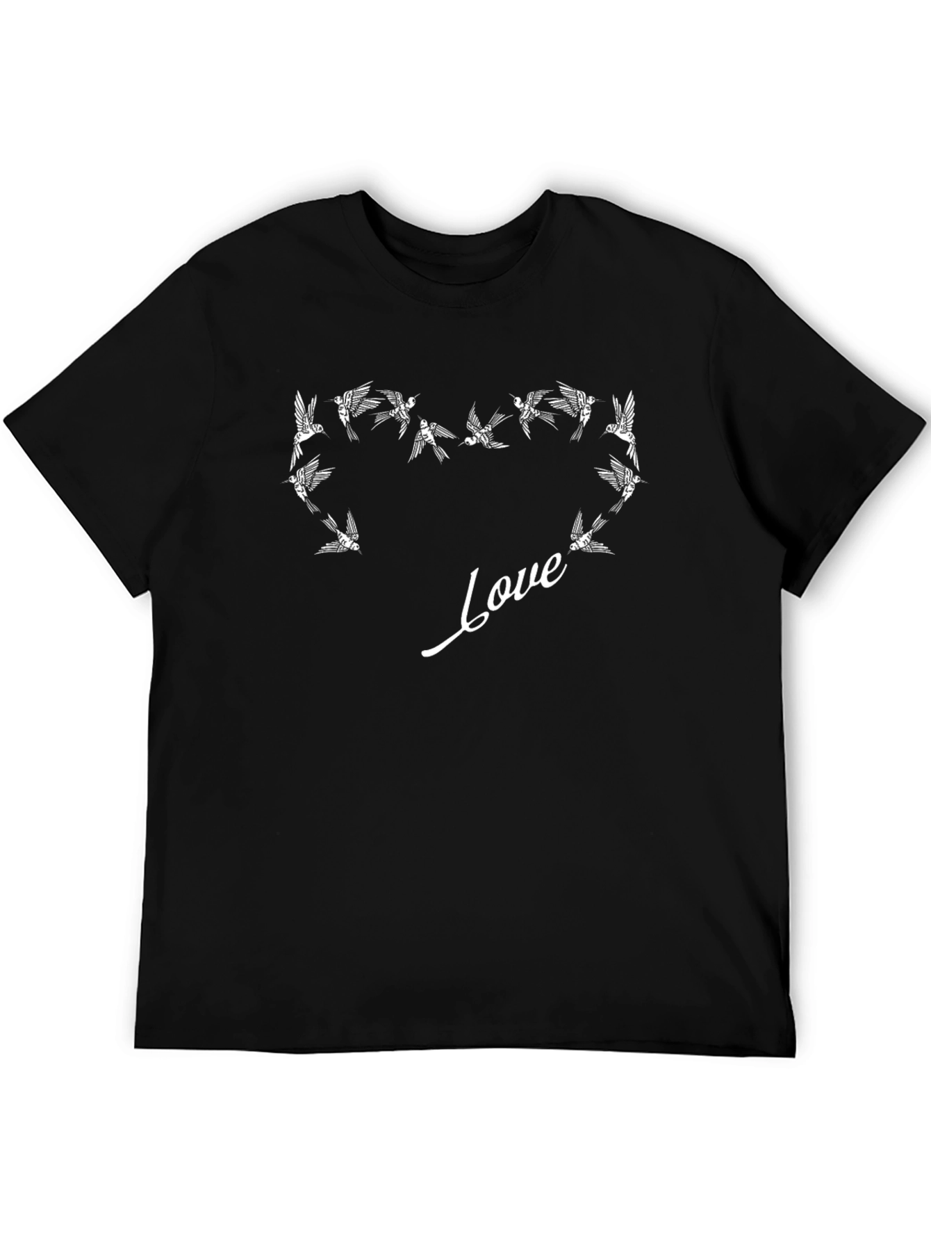 Love Birds Graphic Tee - Black Cotton T-Shirt