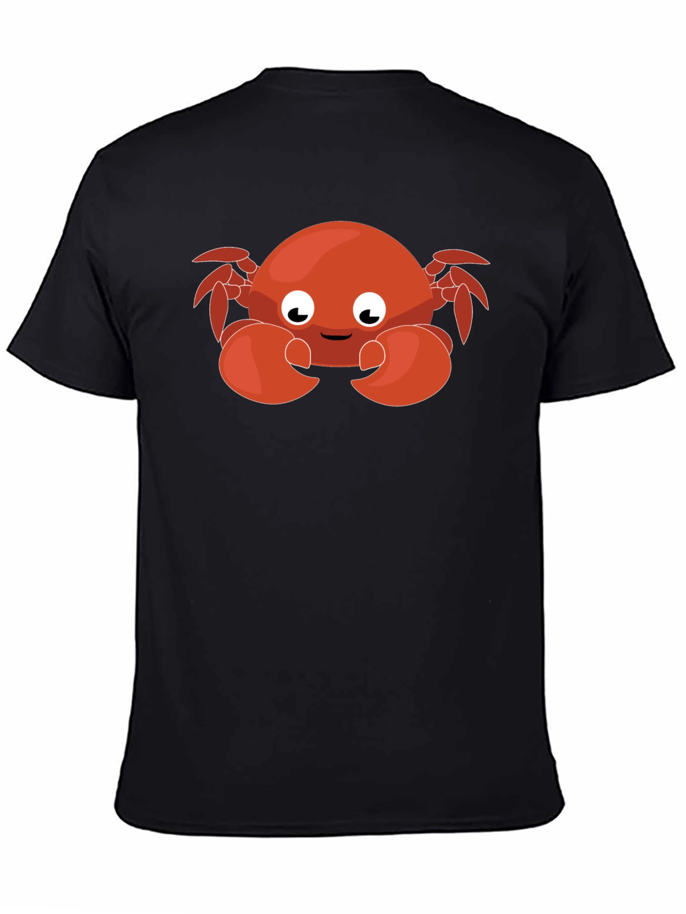 Cute Cartoon Crab Graphic Black T-Shirt