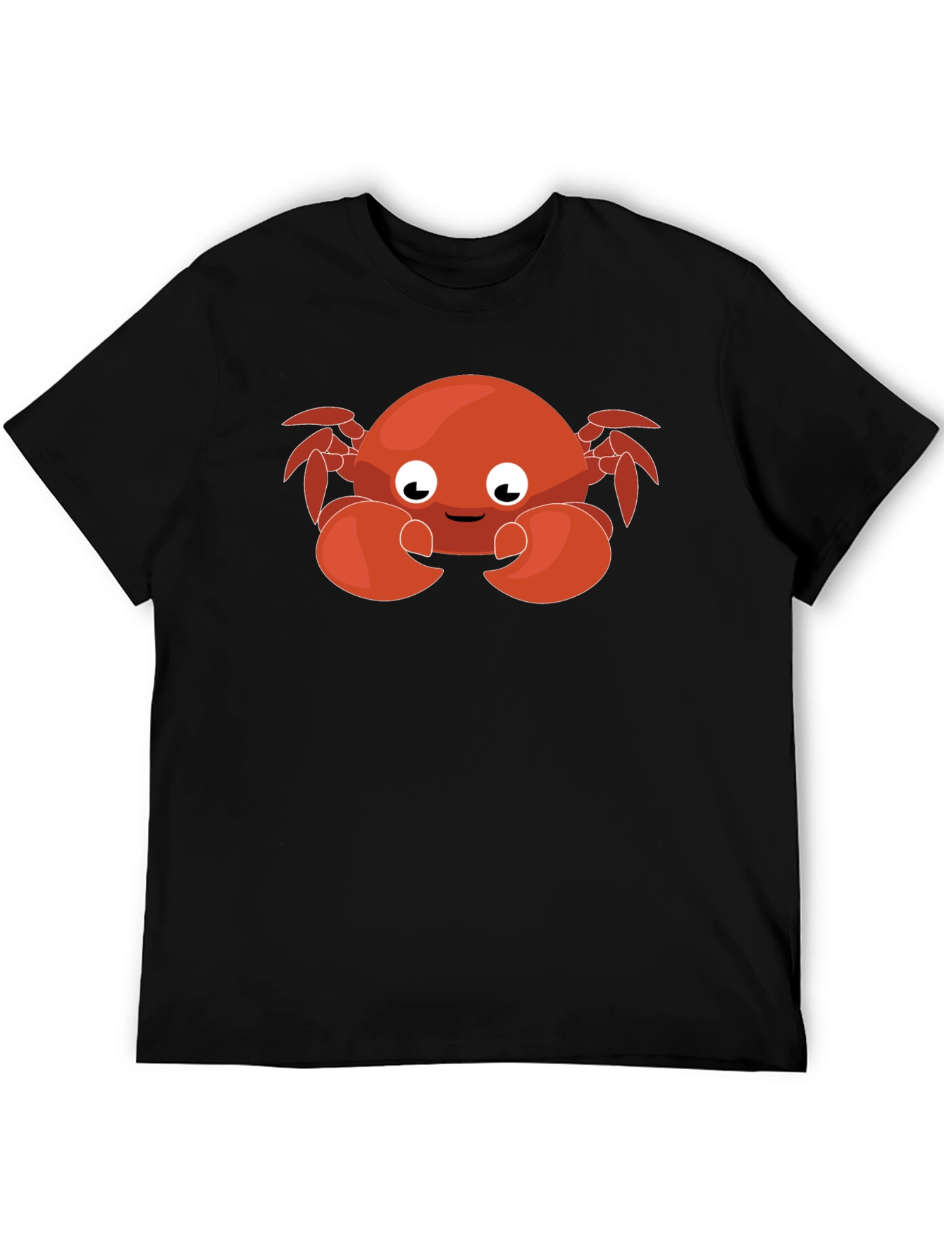 Cute Cartoon Crab Graphic Black T-Shirt