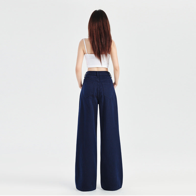 Women's Wide-Leg Jeans High-Waisted Loose Slimming Casual Straight Ankle-Length Pants