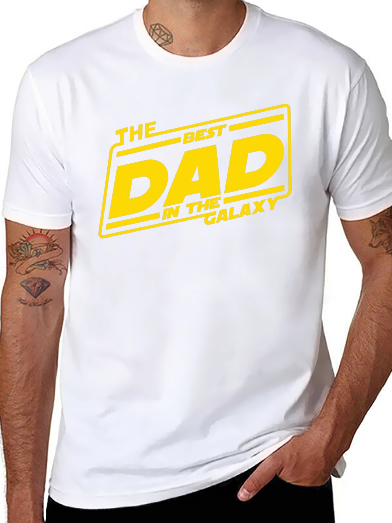 Best Dad In the Galaxy Black Graphic T-Shirt