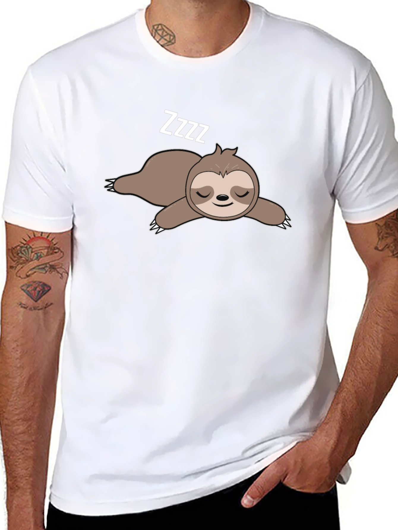Sleeping Sloth Graphic T-Shirt - Black
