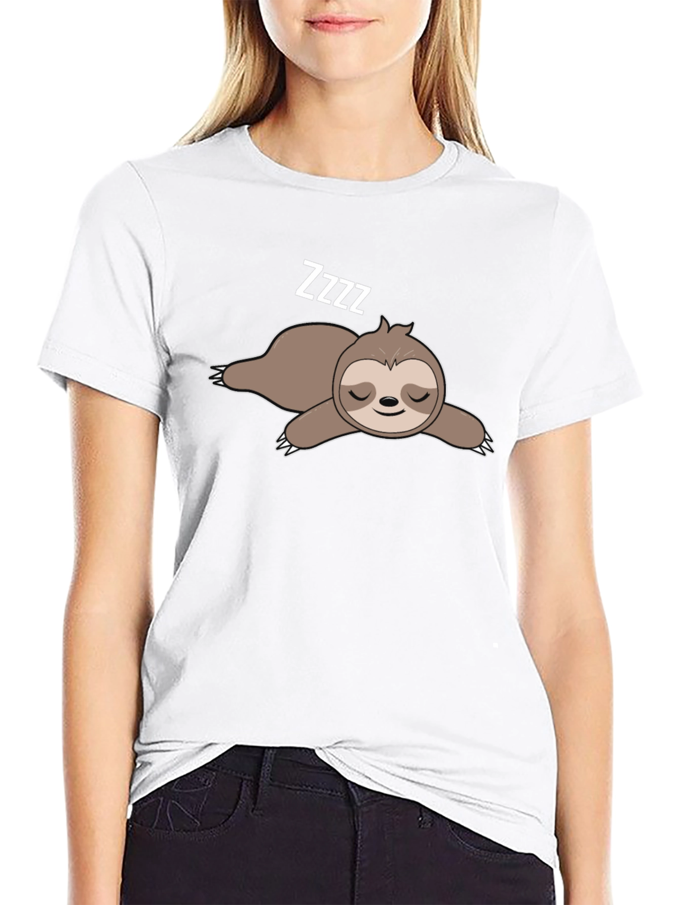 Sleeping Sloth Graphic T-Shirt - Black