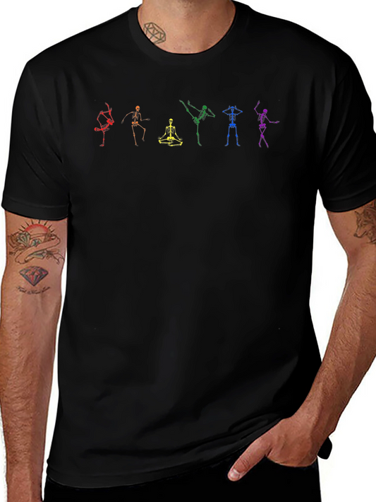 Rainbow Skeleton Pose Graphic Tee