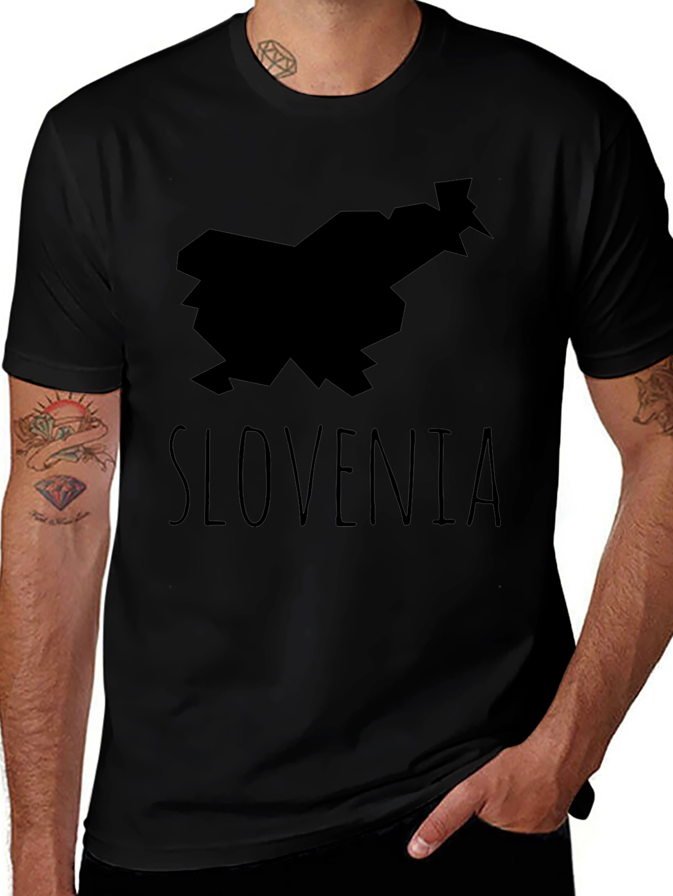 Slovenia Map Tee - Black Graphic T-Shirt