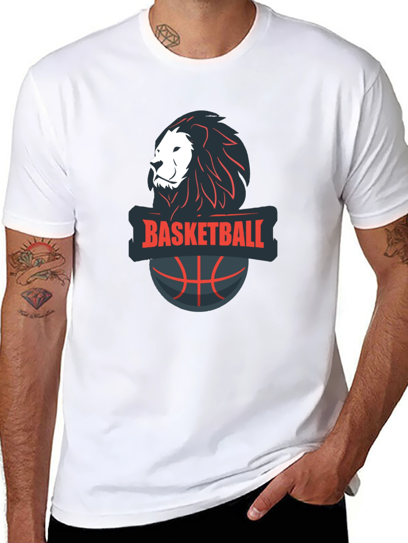 Basketball Lion Graphic Tee - Cool Sports T-Shirt