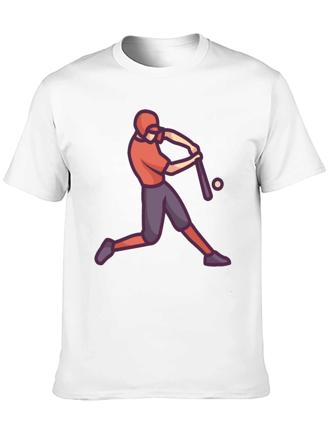 Baseball Player Graphic Tee - Black Cotton T-Shirt
