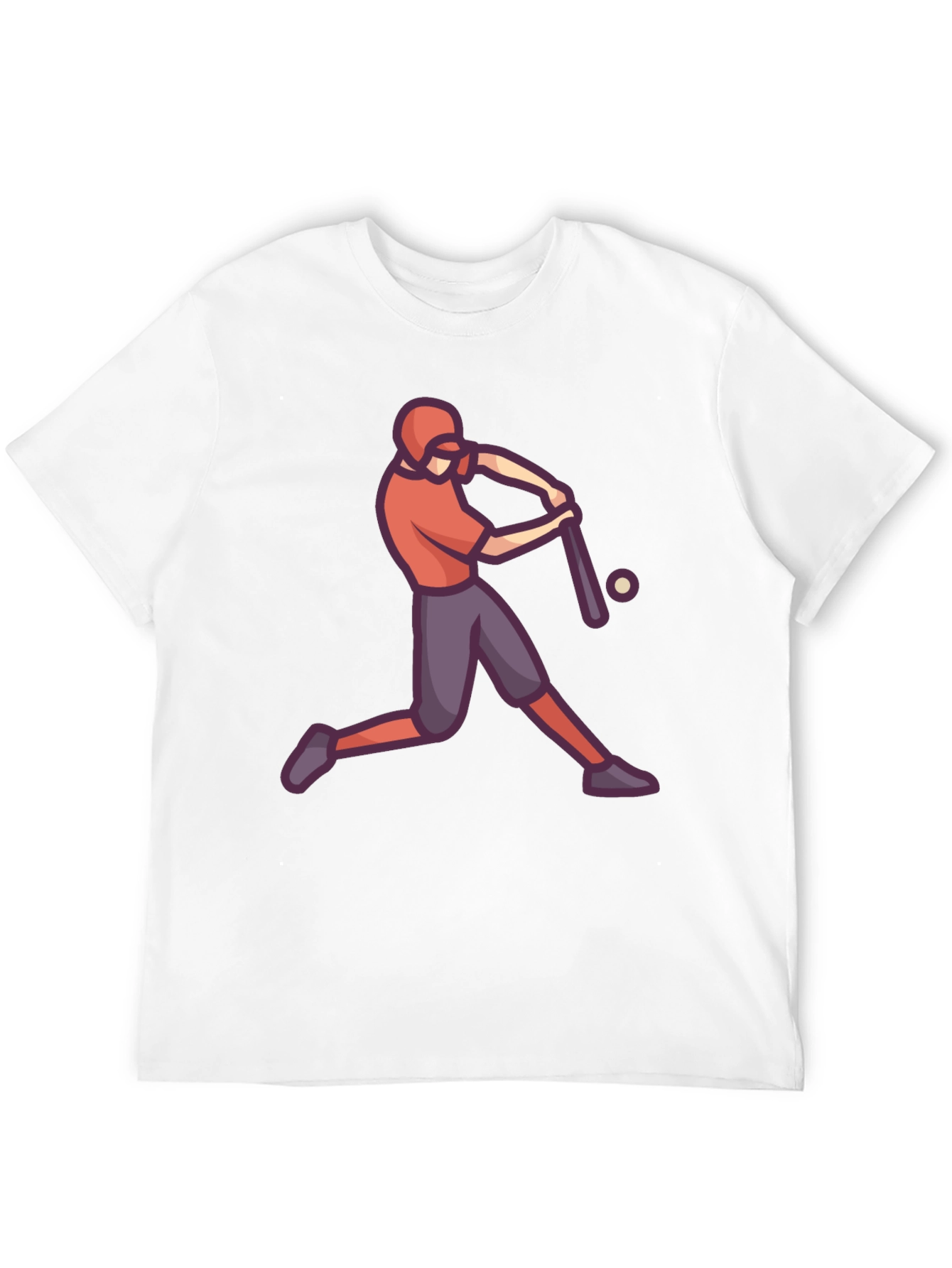 Baseball Player Graphic Tee - Black Cotton T-Shirt