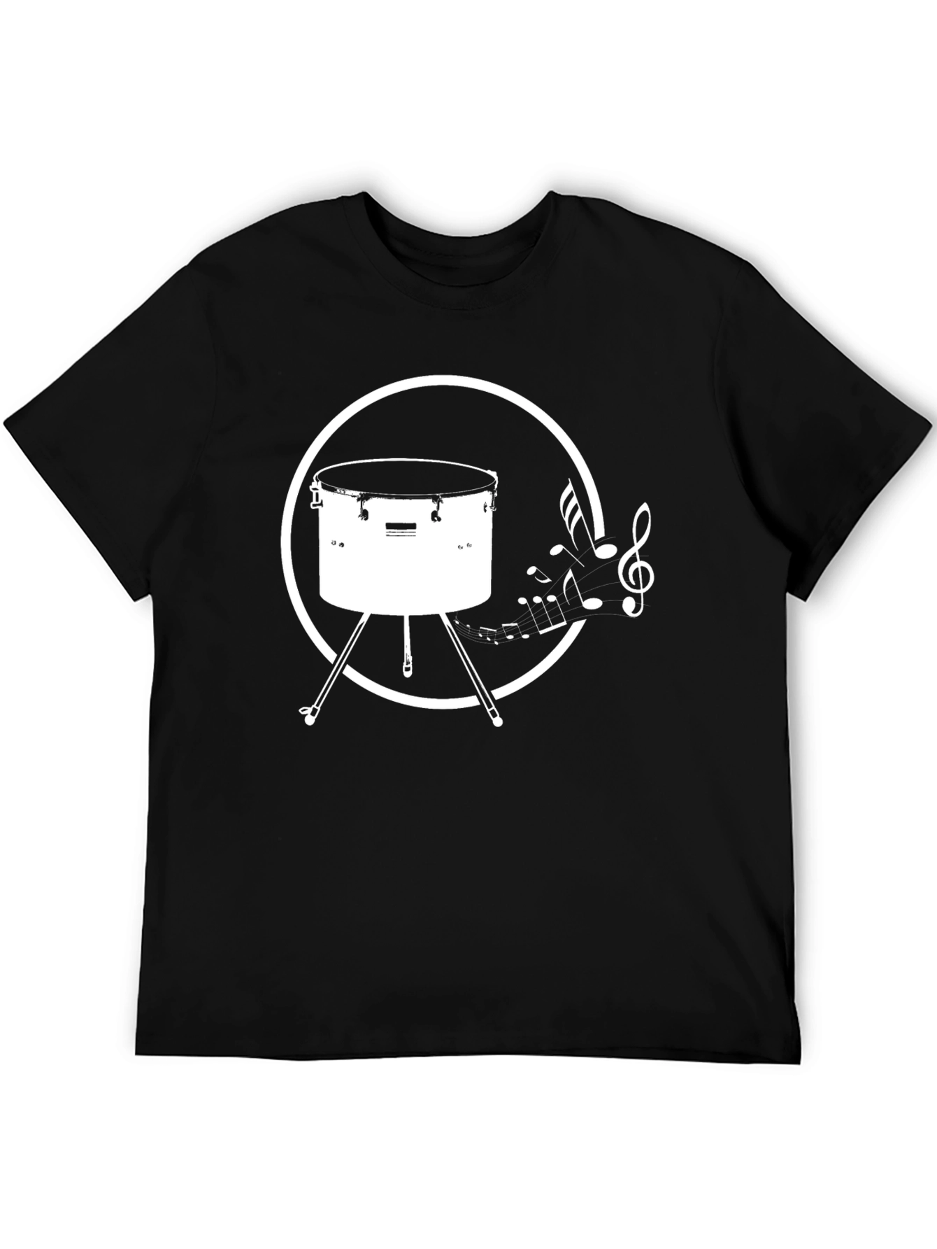 Drum Music Notes Black T-Shirt