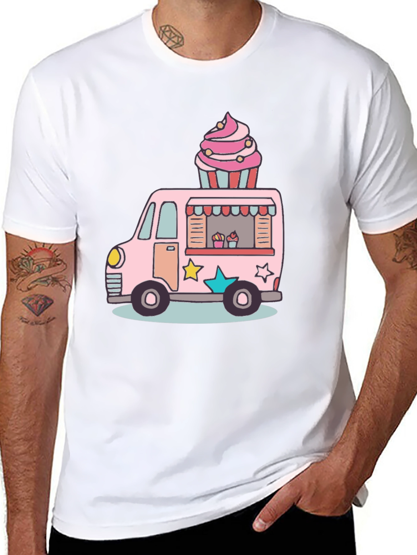 Cupcake Truck Graphic T-Shirt - Novelty Foodie Tee