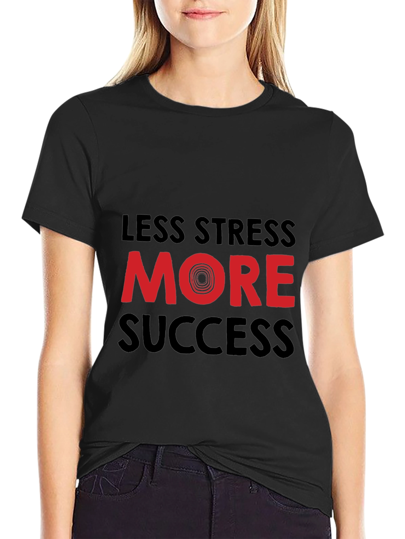 Less Stress More Success Graphic Tee - Black