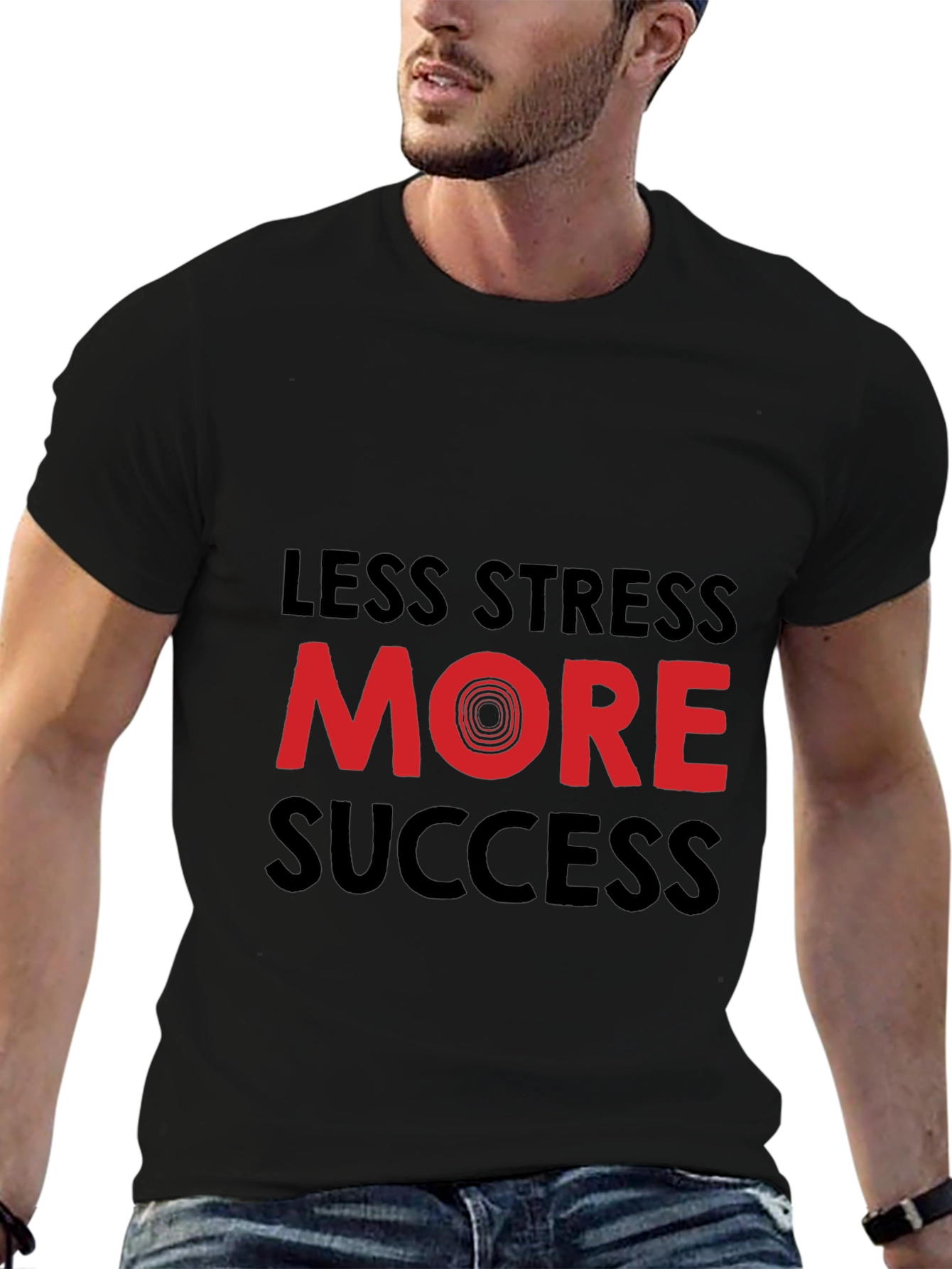 Less Stress More Success Graphic Tee - Black
