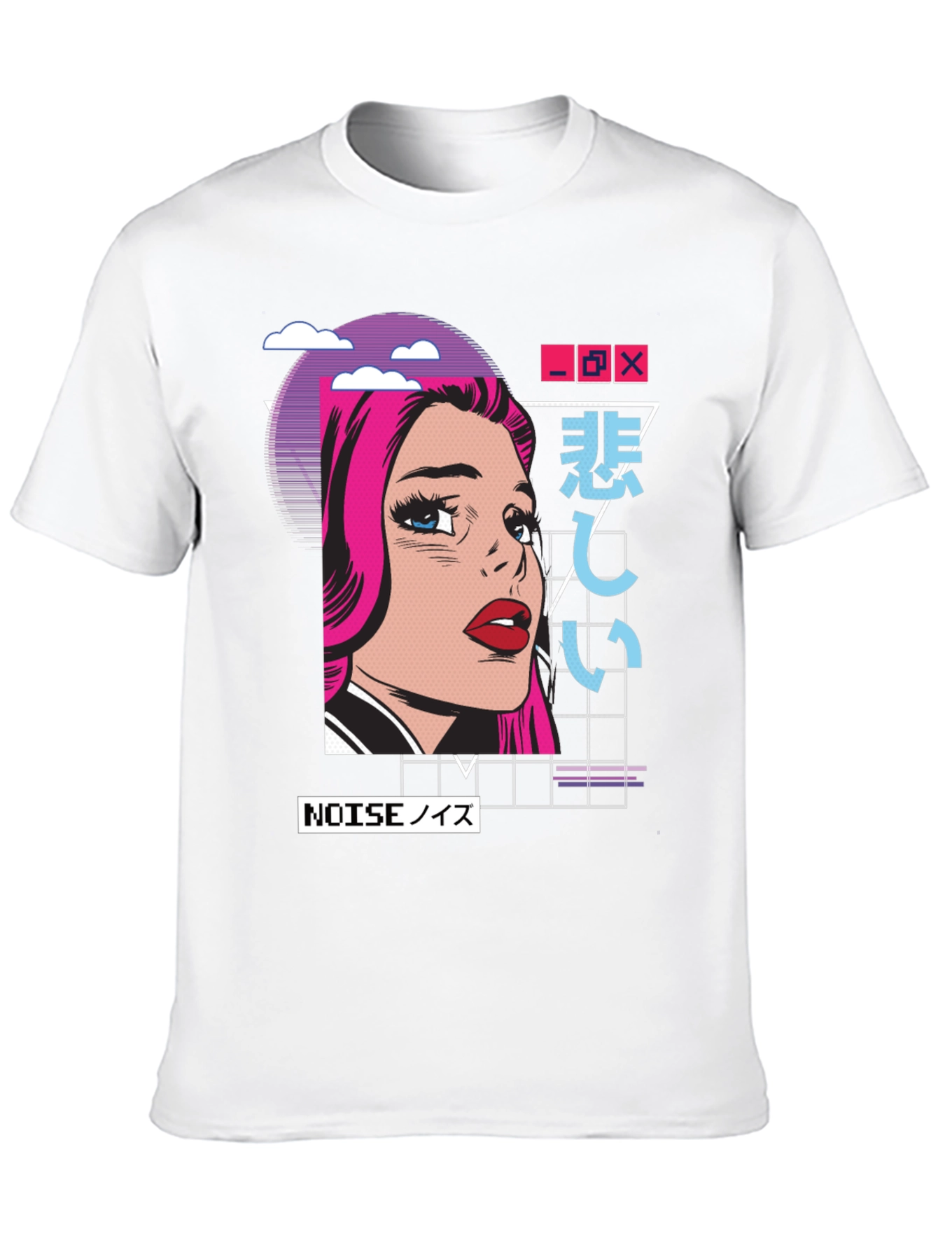 Retro Anime Girl Graphic T-Shirt - Black