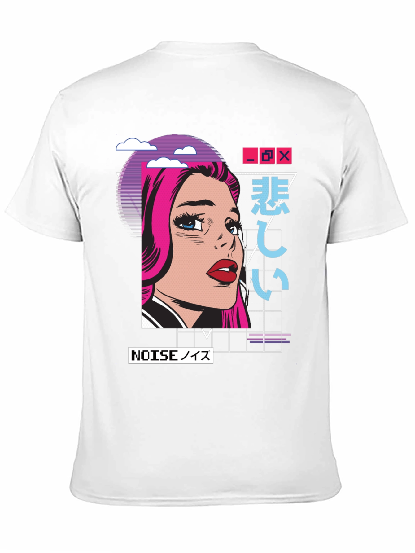 Retro Anime Girl Graphic T-Shirt - Black
