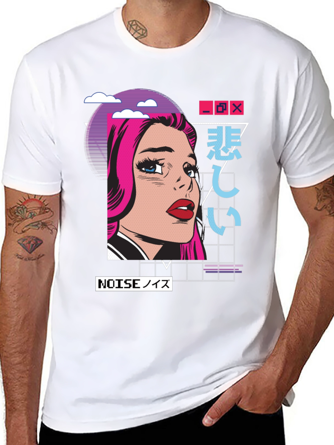 Retro Anime Girl Graphic T-Shirt - Black