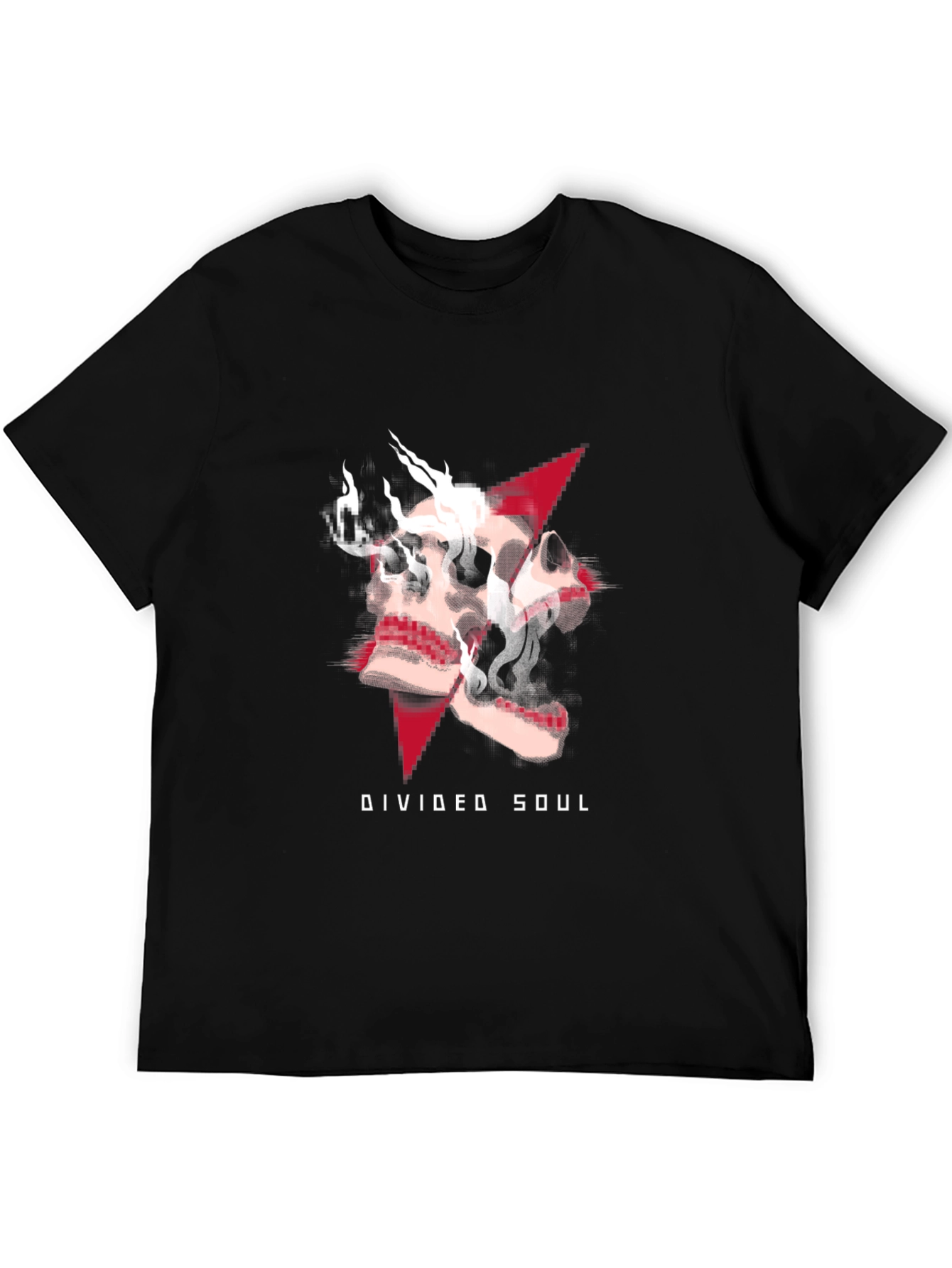Divided Soul Graphic Print T-Shirt - Casual Black Tee