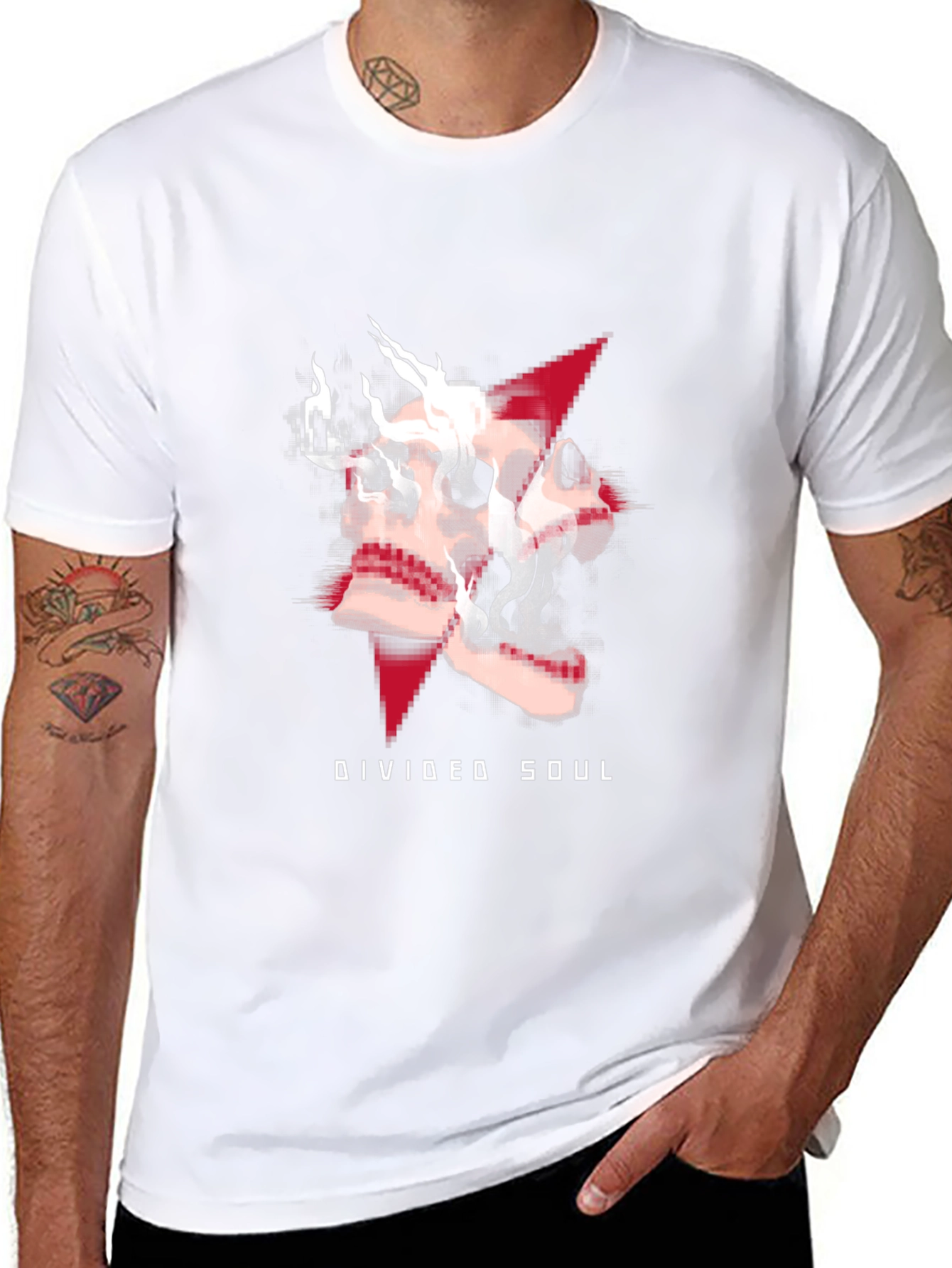 Divided Soul Graphic Print T-Shirt - Casual Black Tee