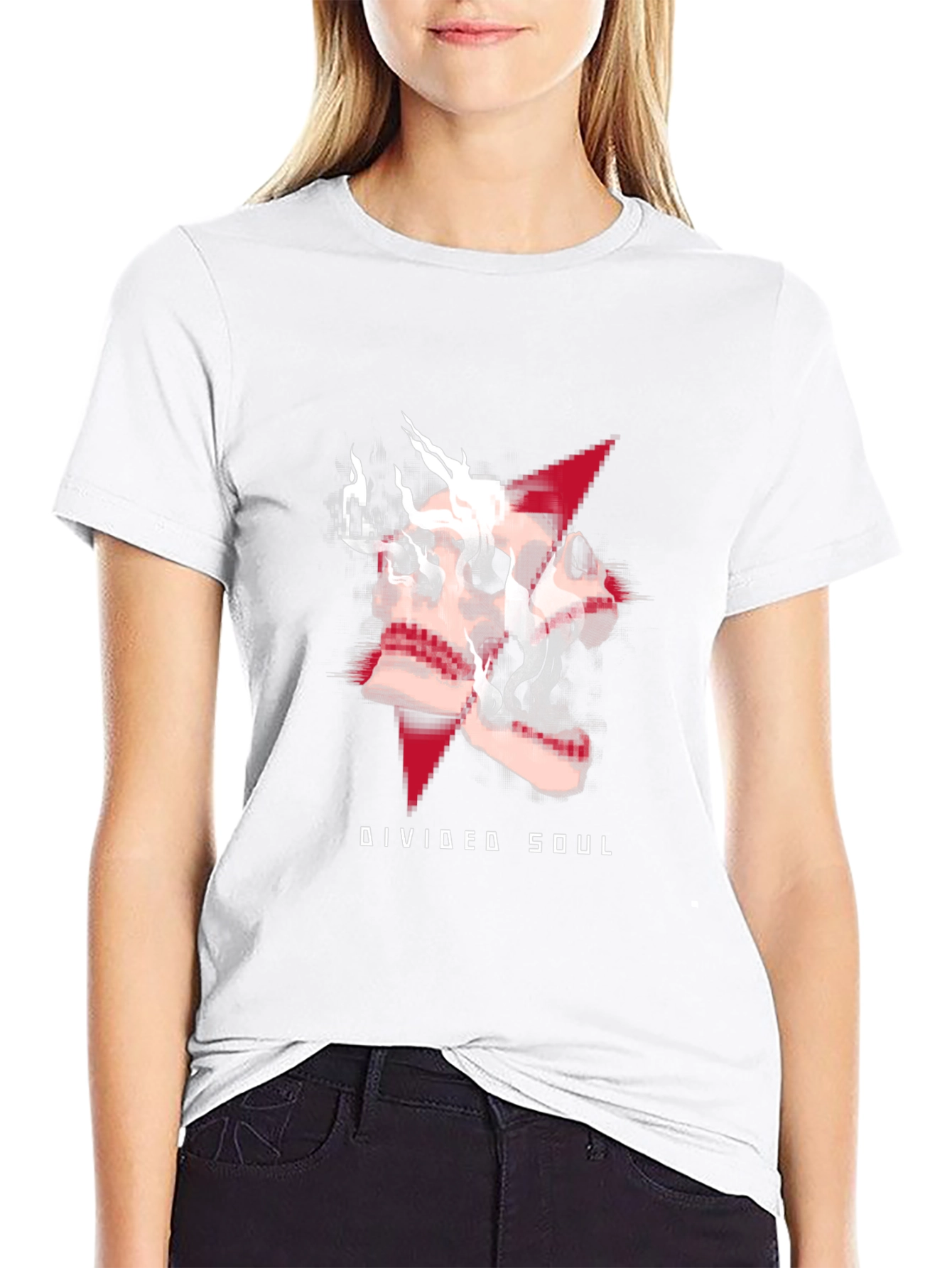 Divided Soul Graphic Print T-Shirt - Casual Black Tee
