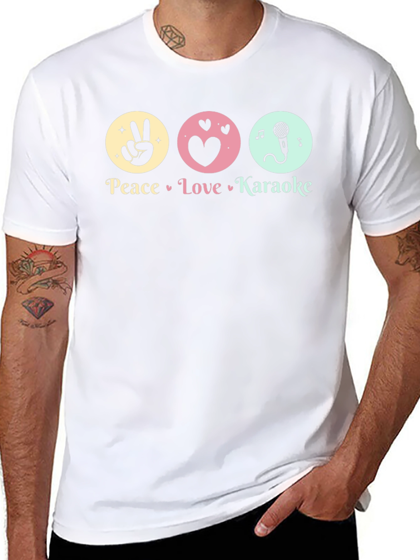 Peace Love Karaoke T-Shirt - Fun Graphic Tee