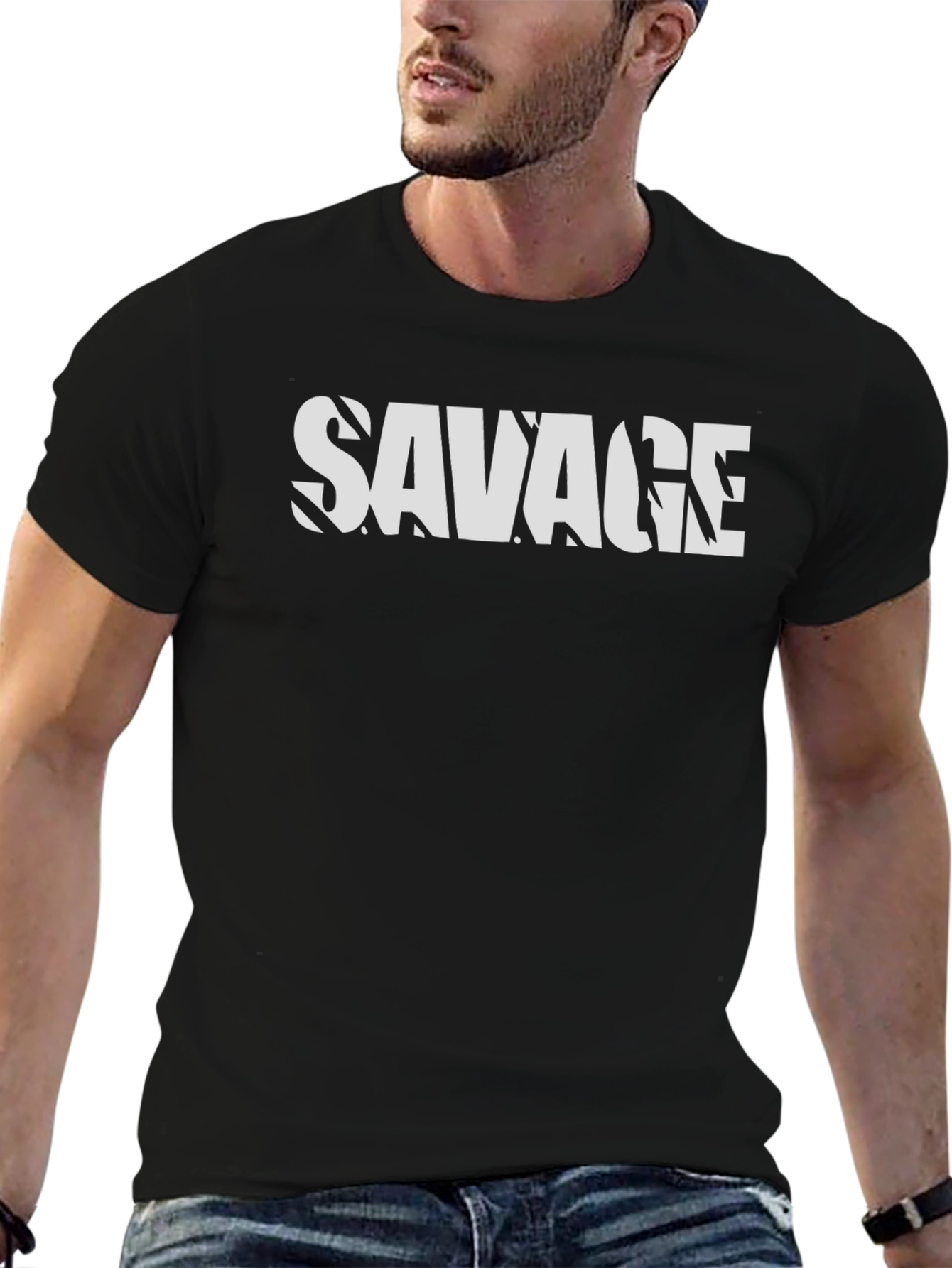 Mens Savage Graphic Print Short Sleeve T-Shirt
