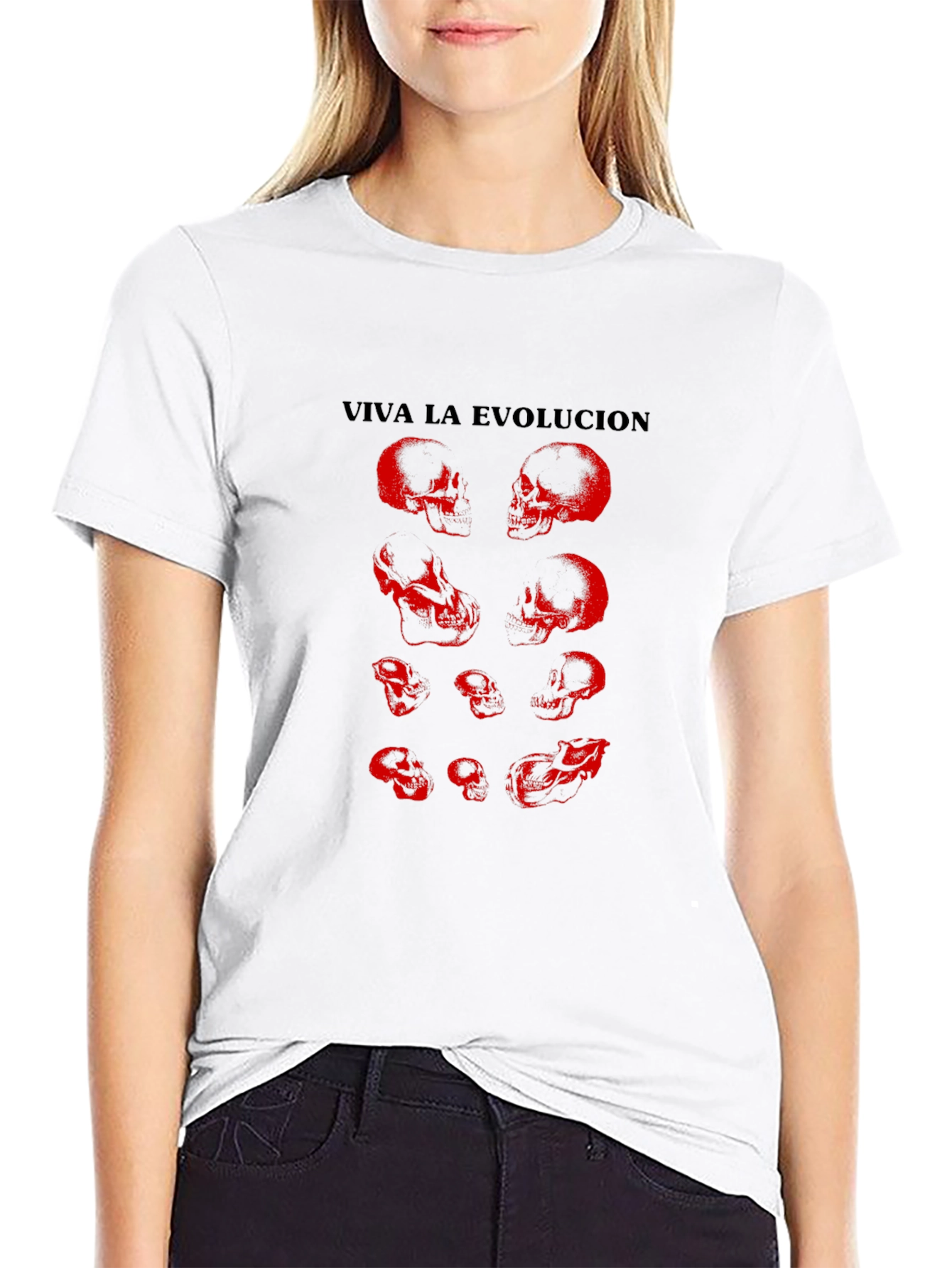 Viva La Evolucion Skull Graphic T-Shirt