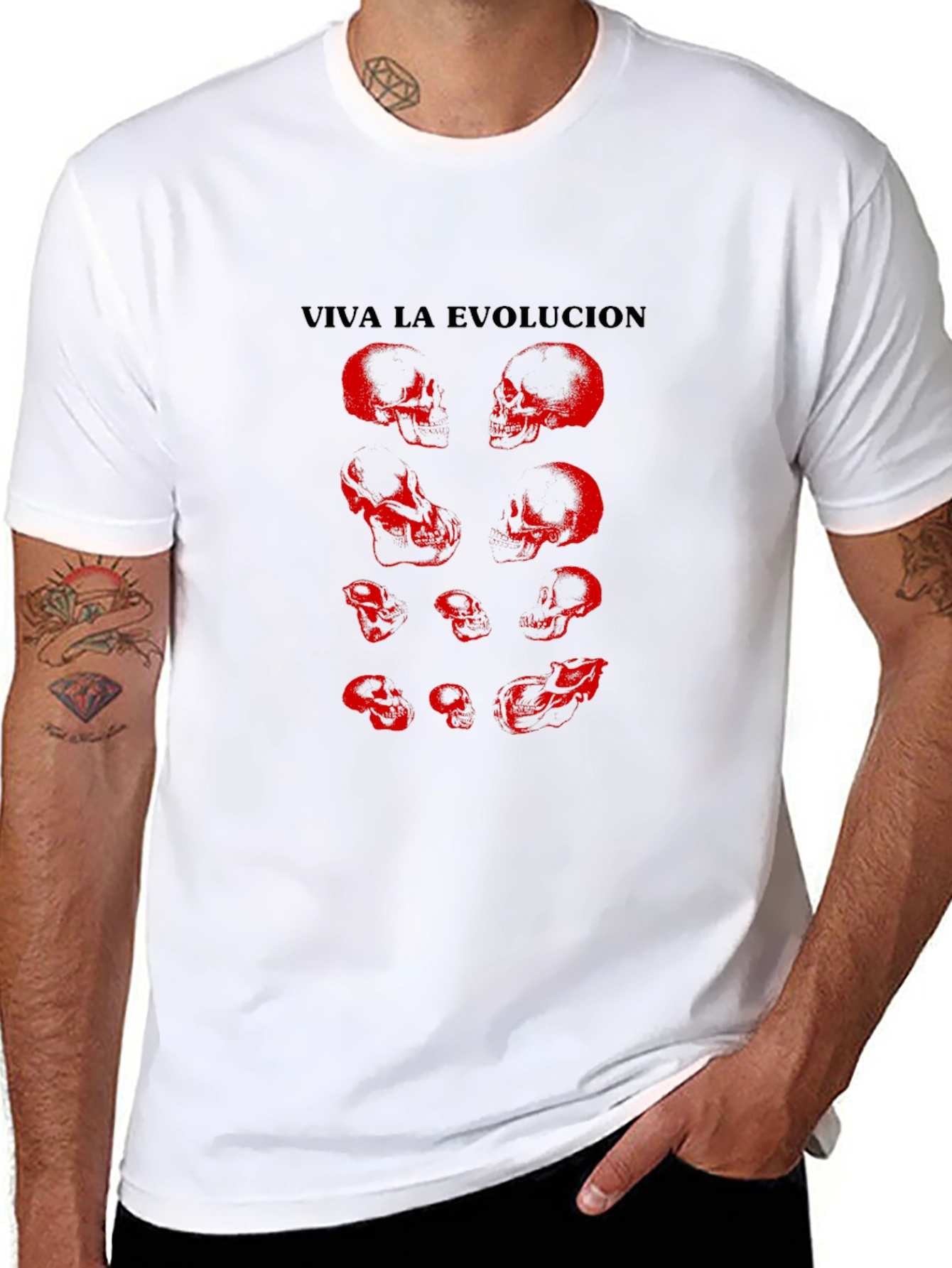 Viva La Evolucion Skull Graphic T-Shirt