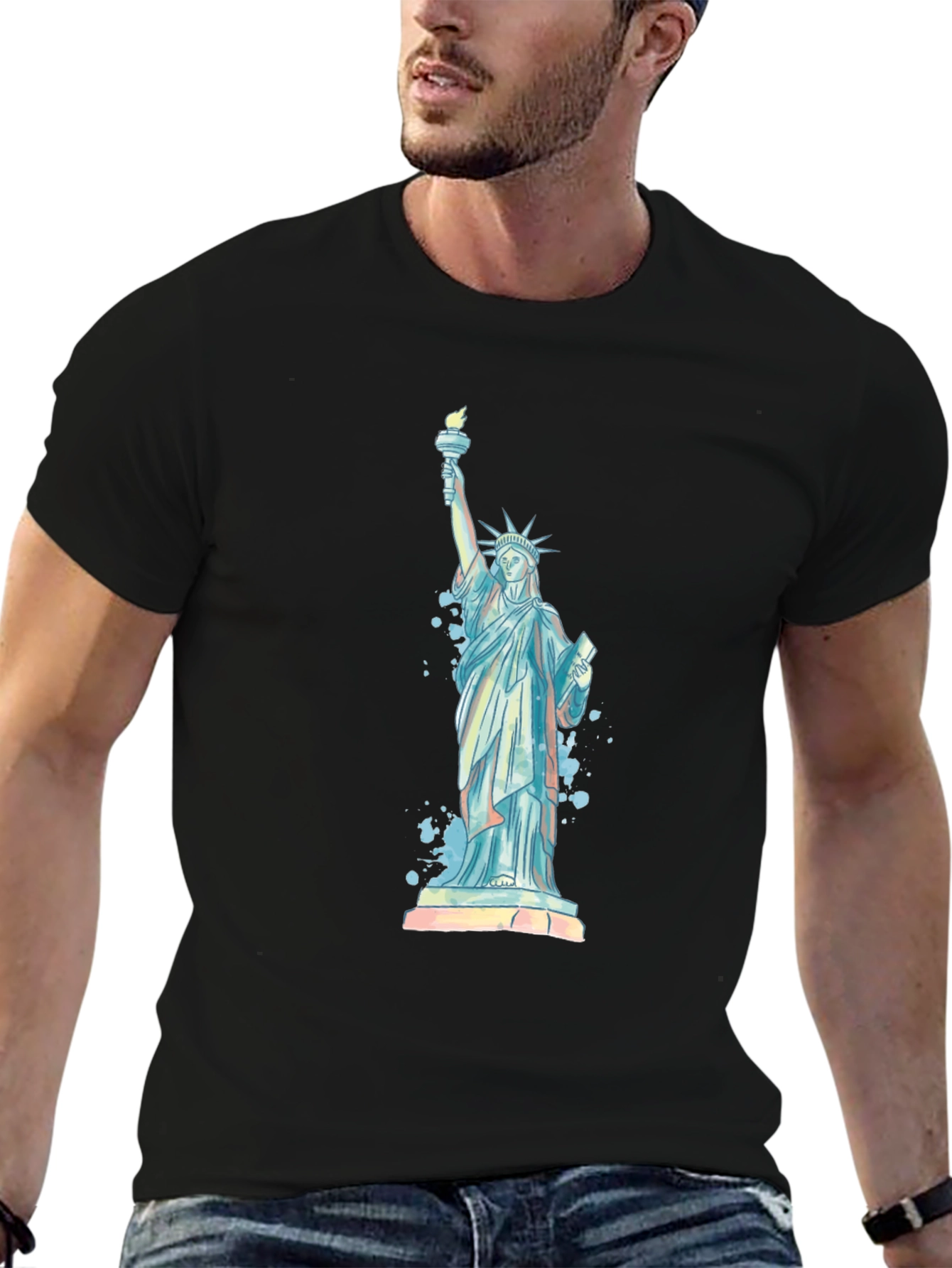 Statue of Liberty Graphic Tee - Black