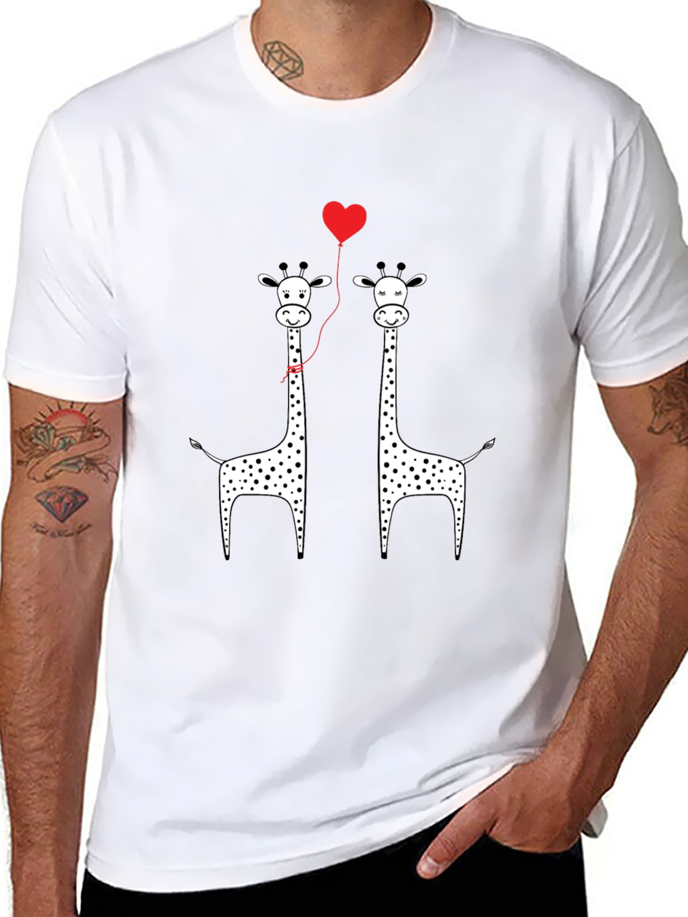 Giraffe Love Balloon Graphic Tee