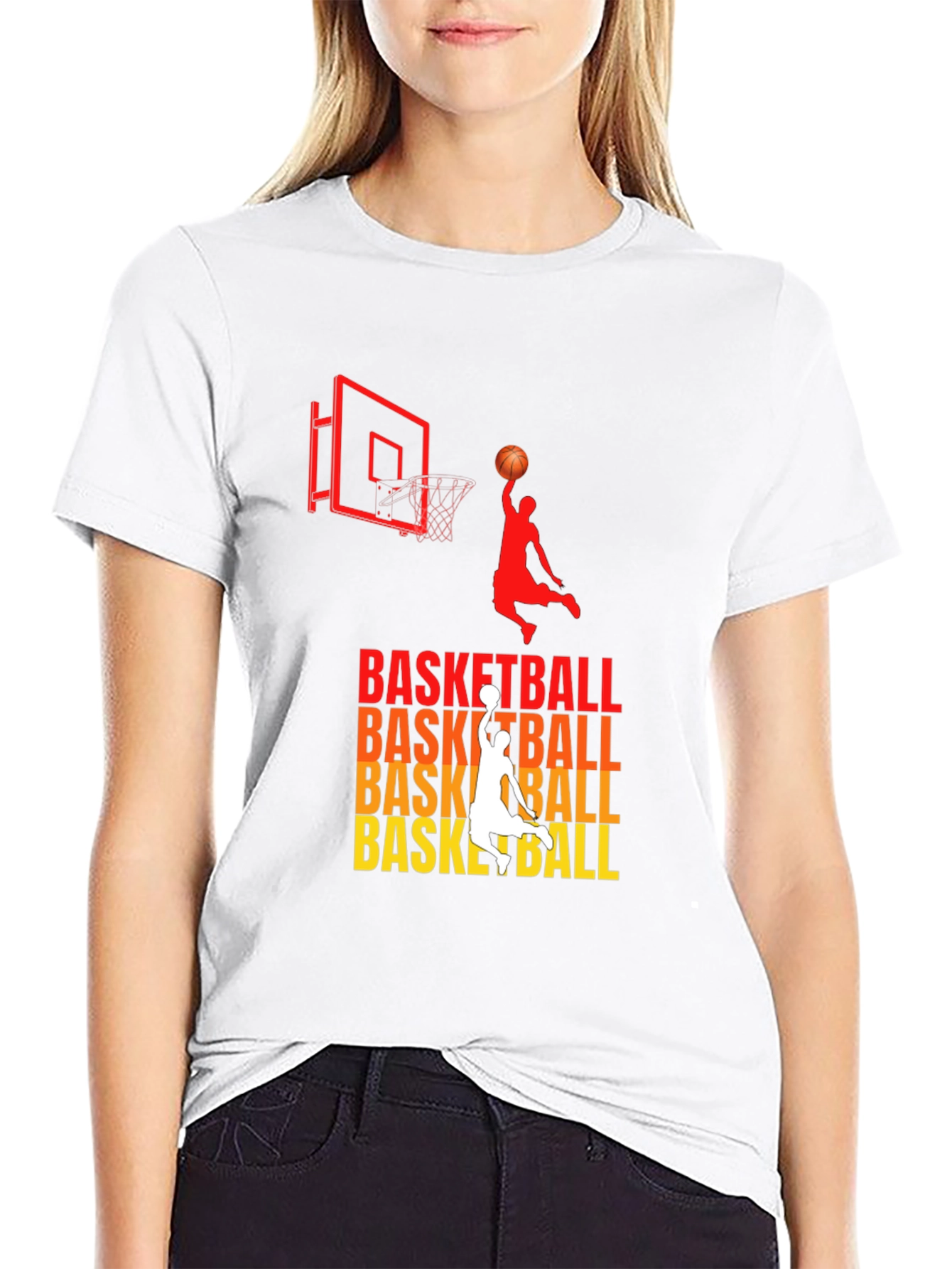 Basketball Graphic Print Black T-Shirt