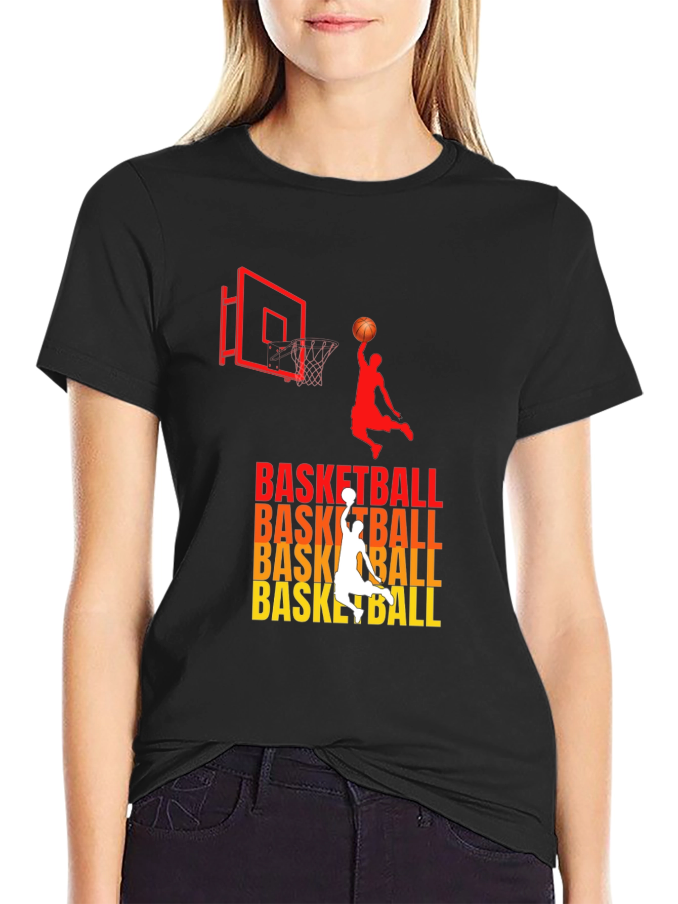 Basketball Graphic Print Black T-Shirt