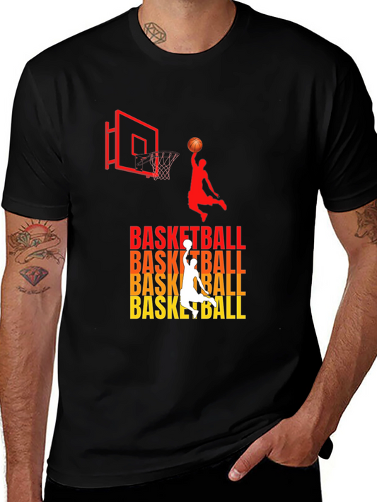 Basketball Graphic Print Black T-Shirt