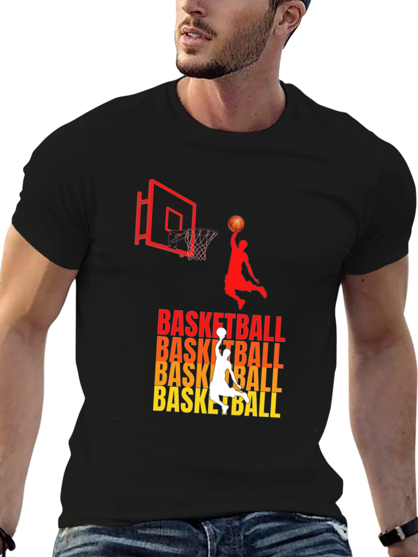 Basketball Graphic Print Black T-Shirt